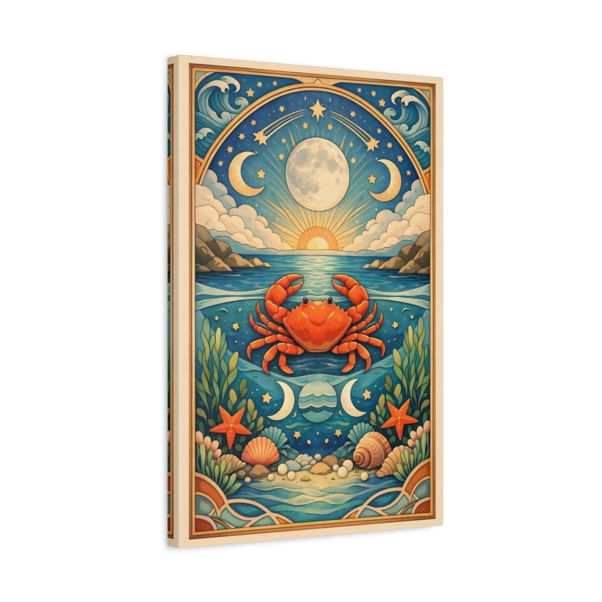 Animals Crab Blue And Orange - Canvas Wall Art Print - YesArtYes