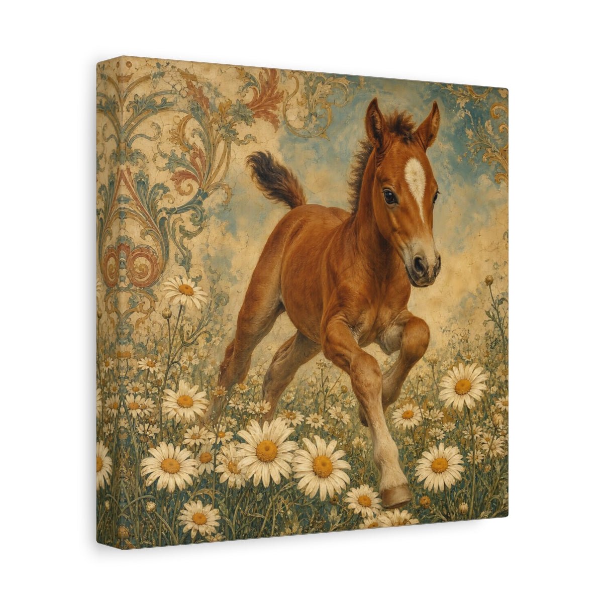 Animals Foal Vintage Canvas Print – Nursery, Statement Wall - YesArtYes