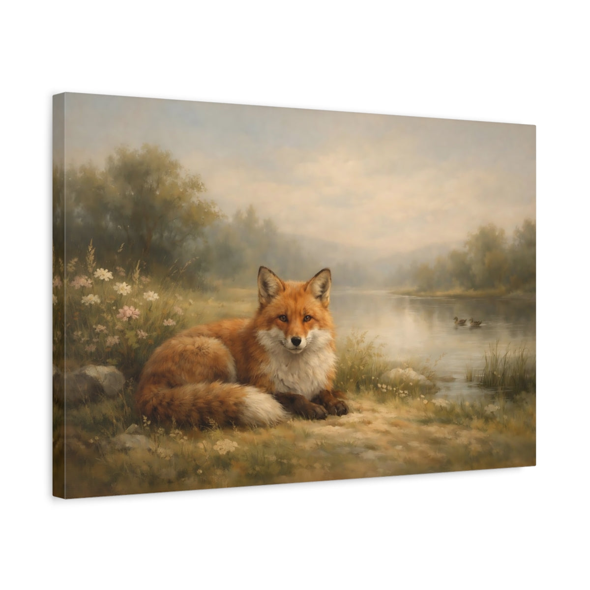 Side Mockup 3. Animals Fox Fox Landscape shown as stretched canvas wall art