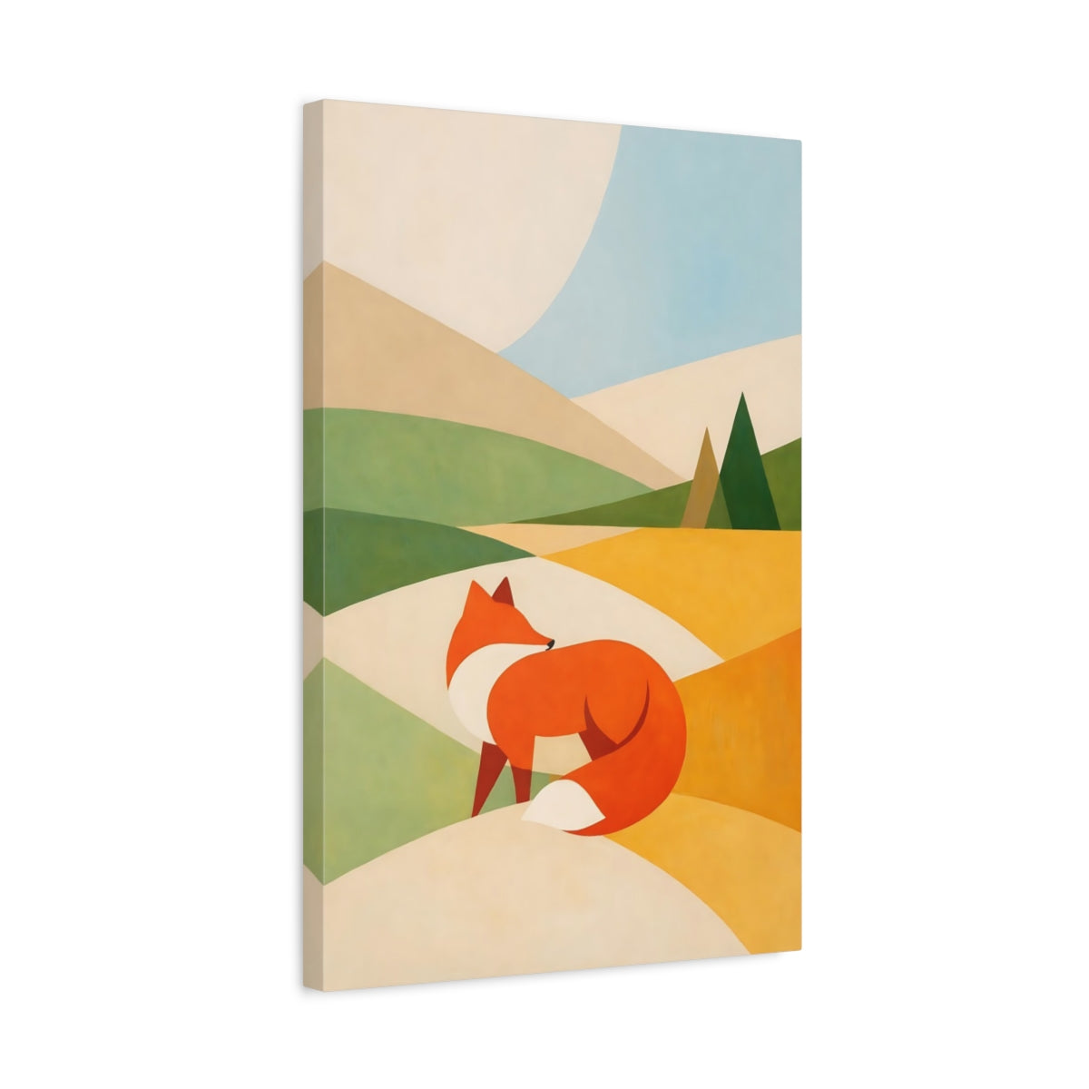 Side Mockup 3. Animals Fox Orange Fox Art shown as stretched canvas wall art