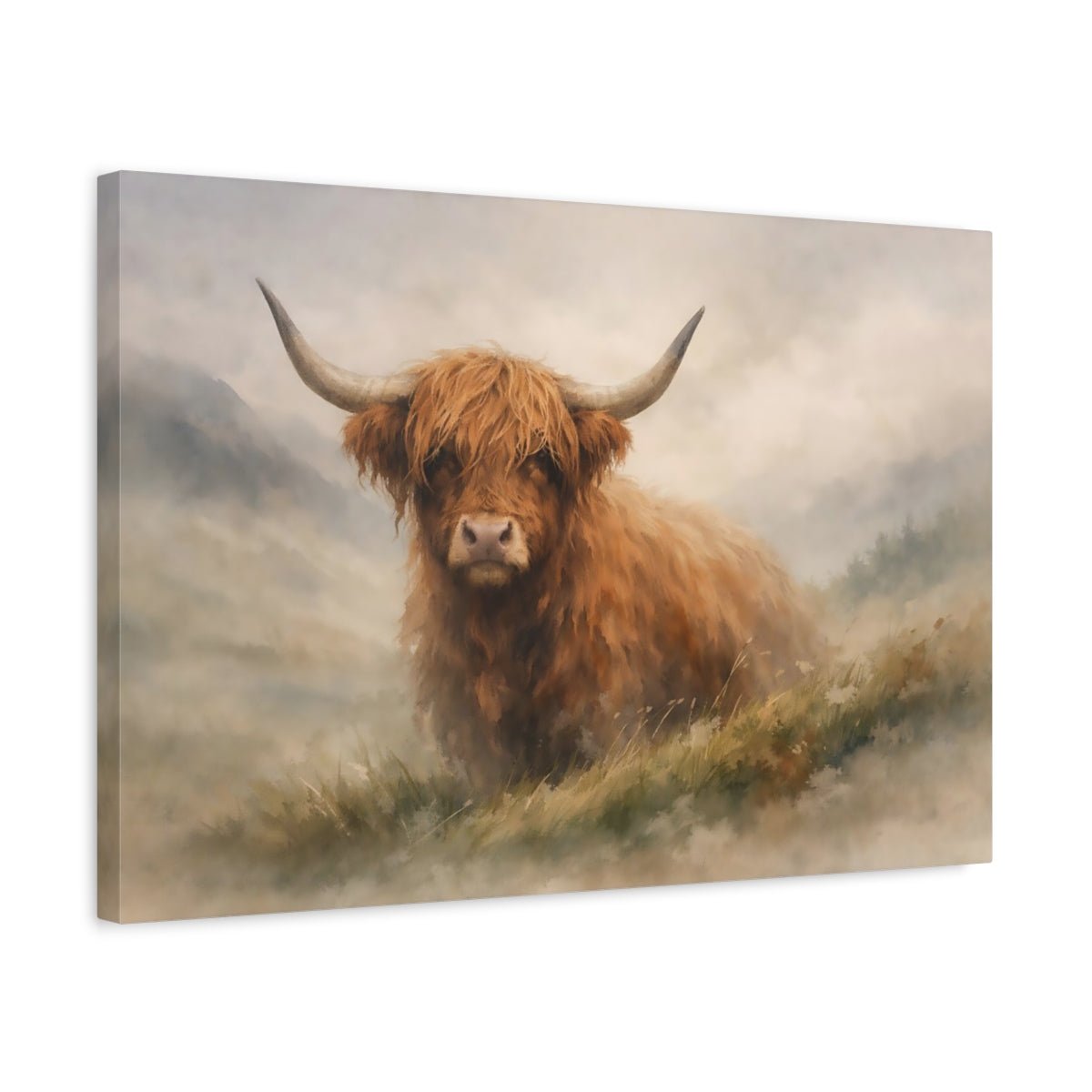 Animals Highland Cow Brown - Canvas Wall Art Print - YesArtYes