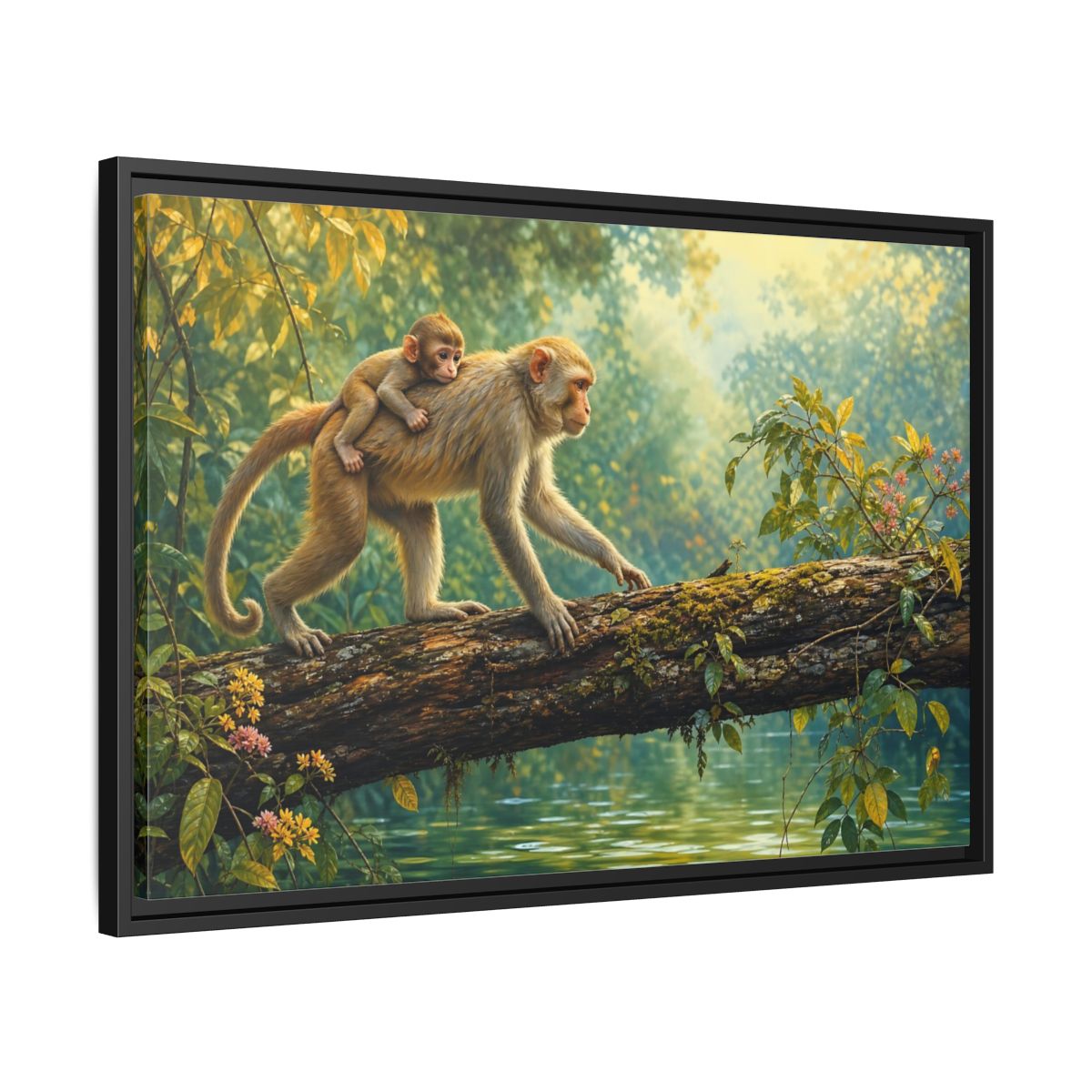 Side Mockup 14. Animals Monkeys Monkeys In Jungle shown as stretched canvas wall art