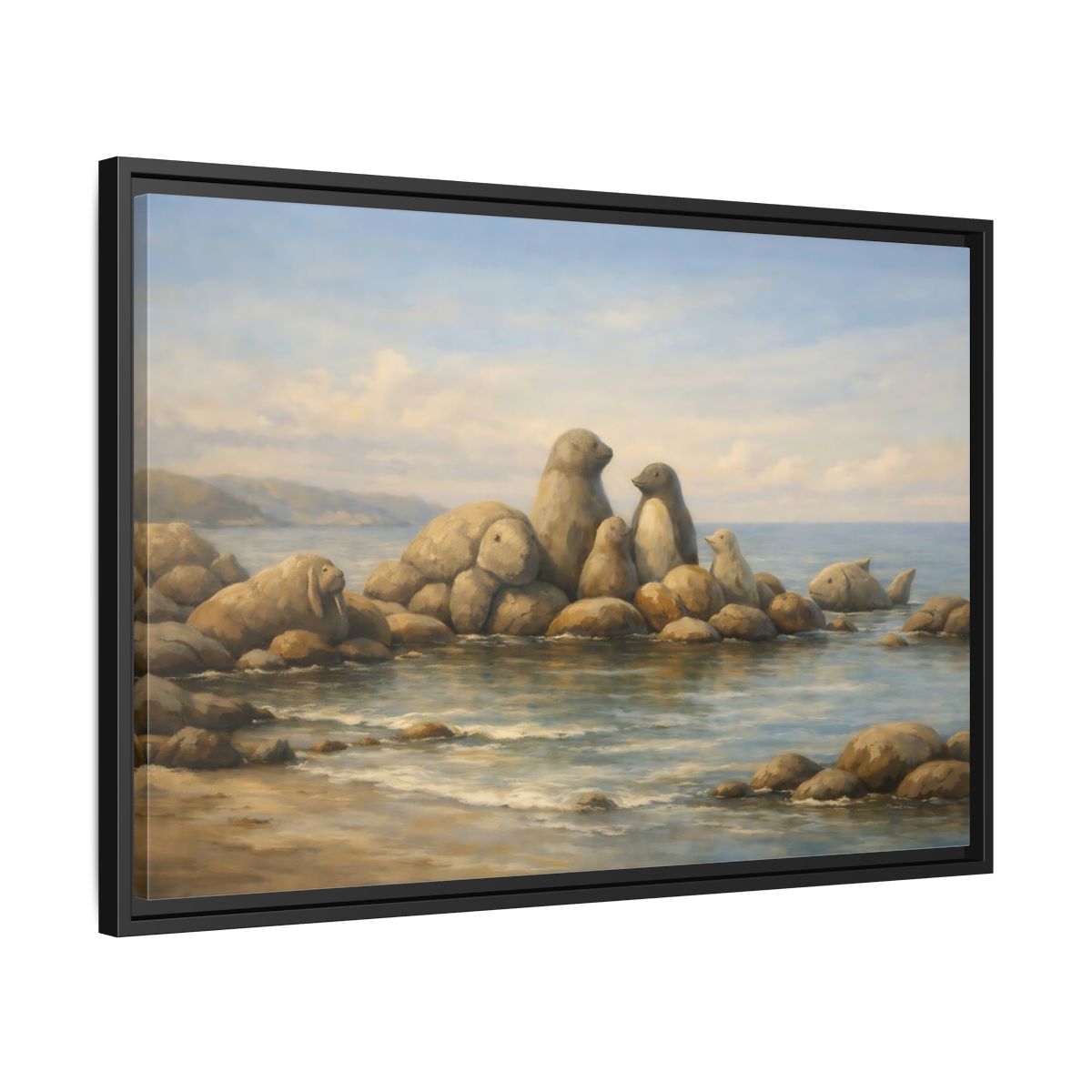 Side Mockup 14. Animals Sea Animals Coastal Animals shown as stretched canvas wall art