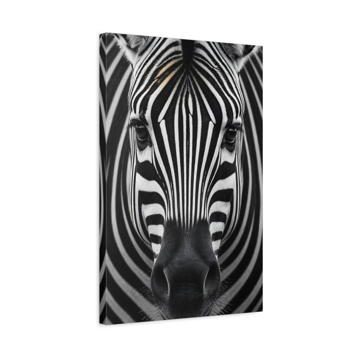 Side Mockup 3. Animals Zebra Wildlife Portrait shown as canvas print