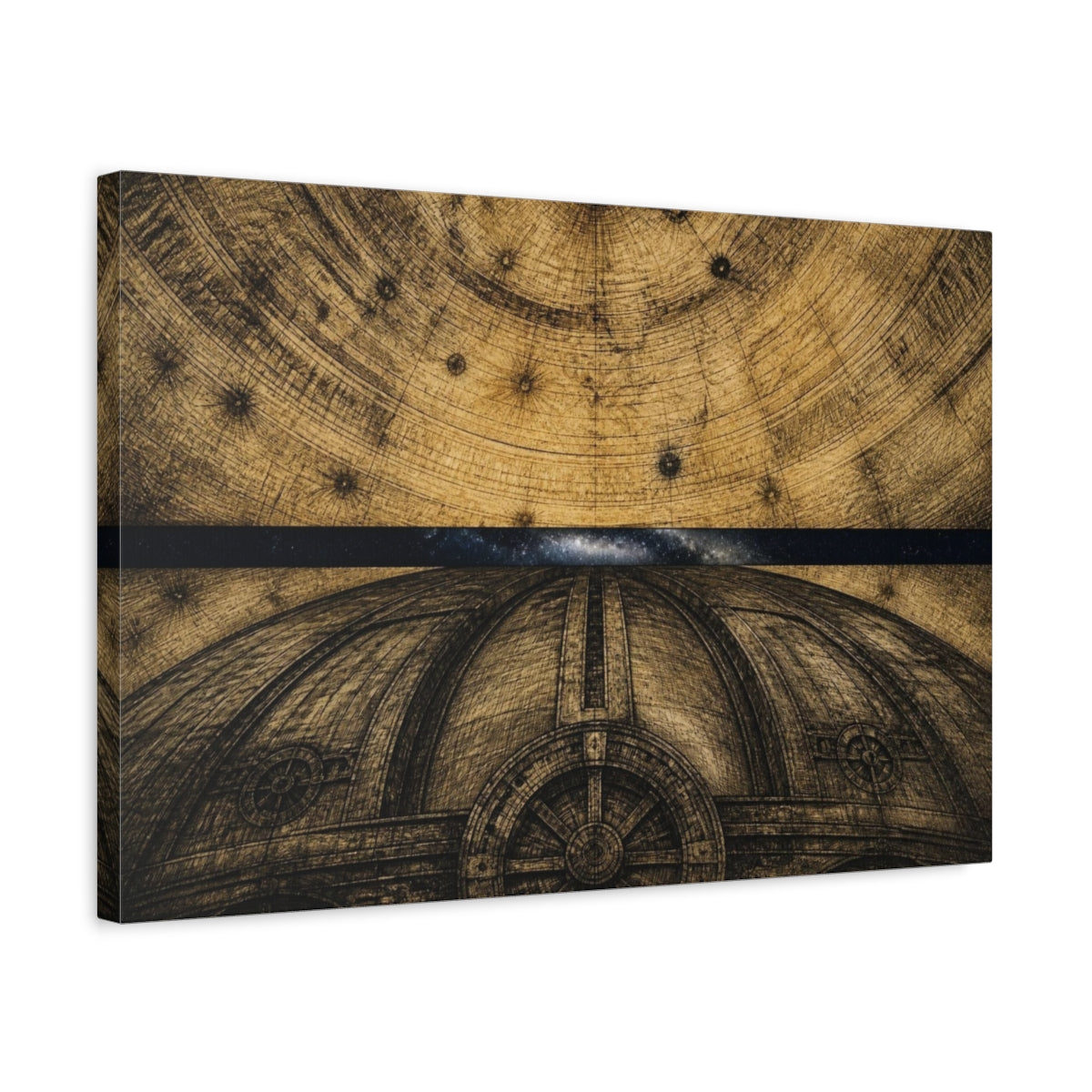 Side Mockup 3. Antique Observatory Dome shown as canvas print