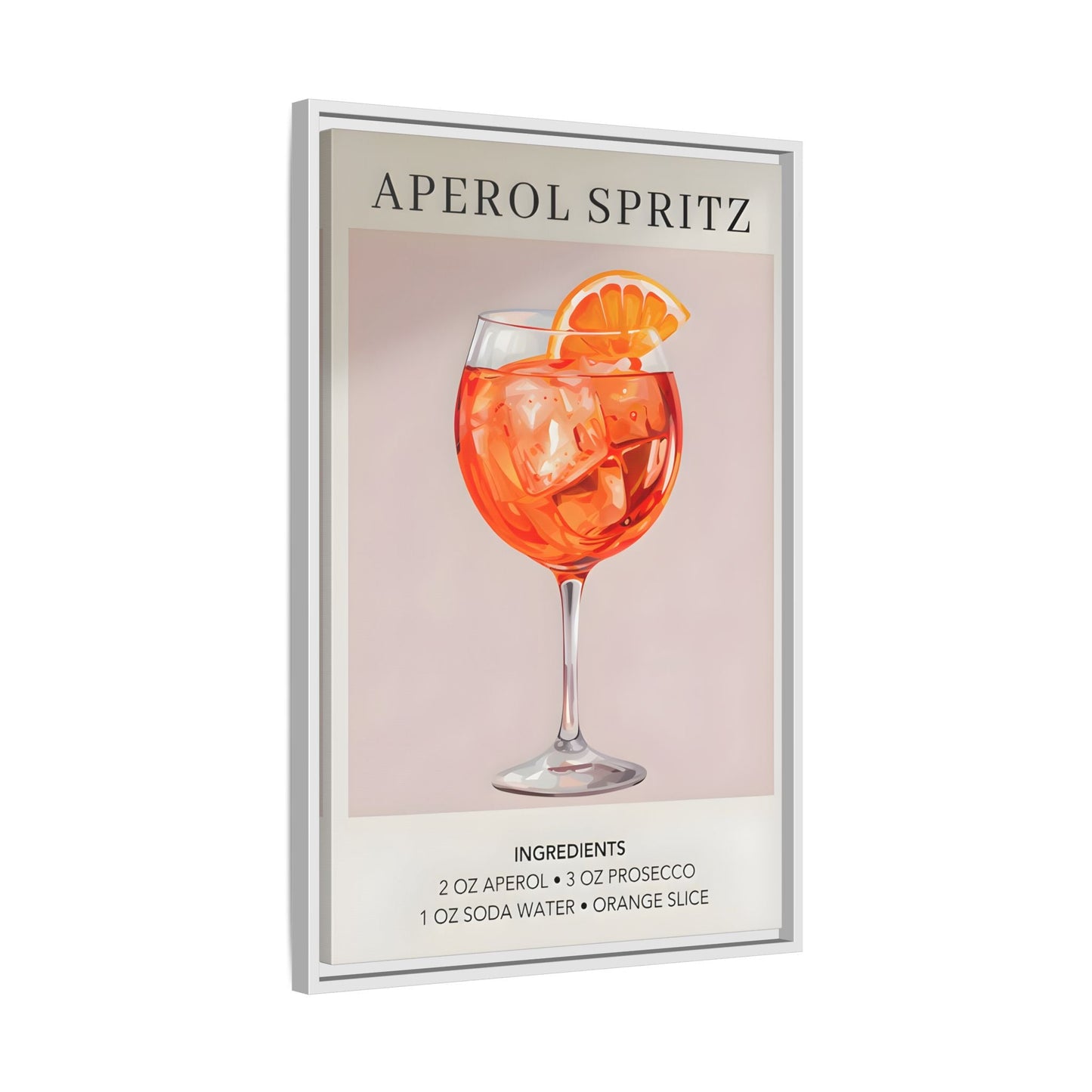 Aperol Spritz Recipe Framed Canvas Print - Large Cocktail Bar Wall Art - YesArtYes
