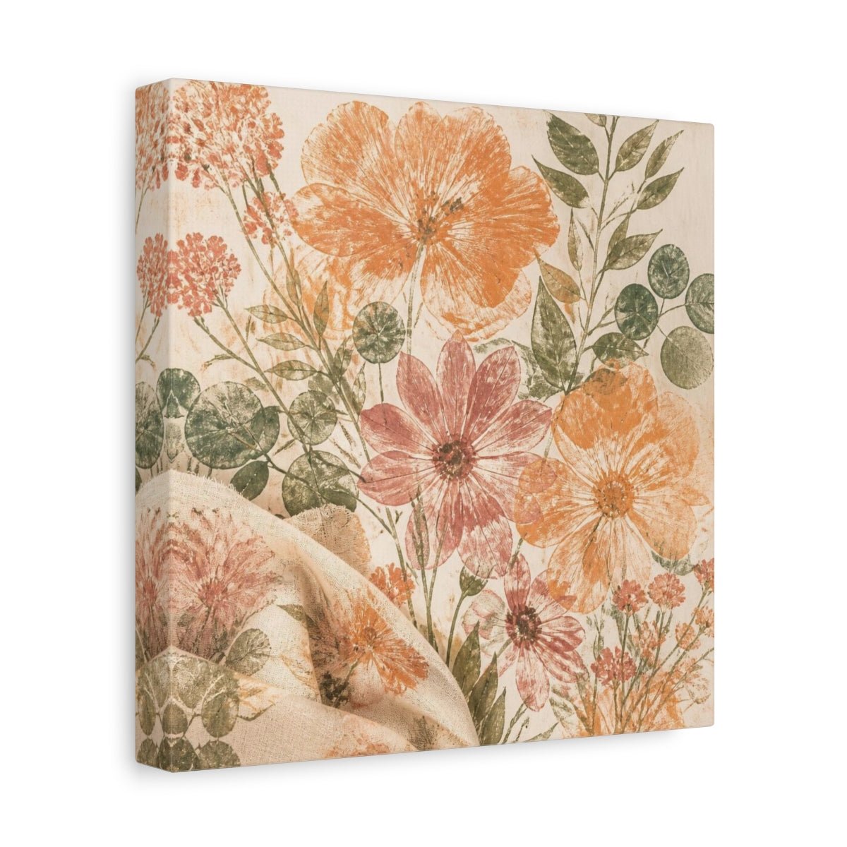 Apricot & Dusty Pink Bouquet Canvas Print – Living Room, Above Fireplace, Eucalyptus - YesArtYes