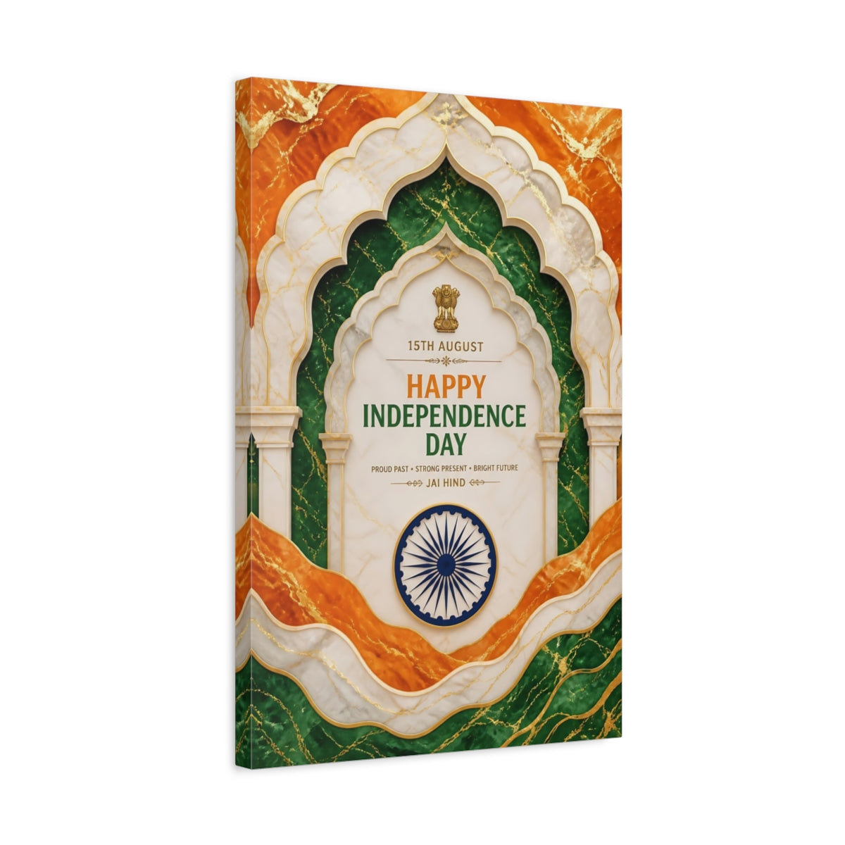 Side Mockup 3. Ashoka Chakra Marble Arch shown as canvas print