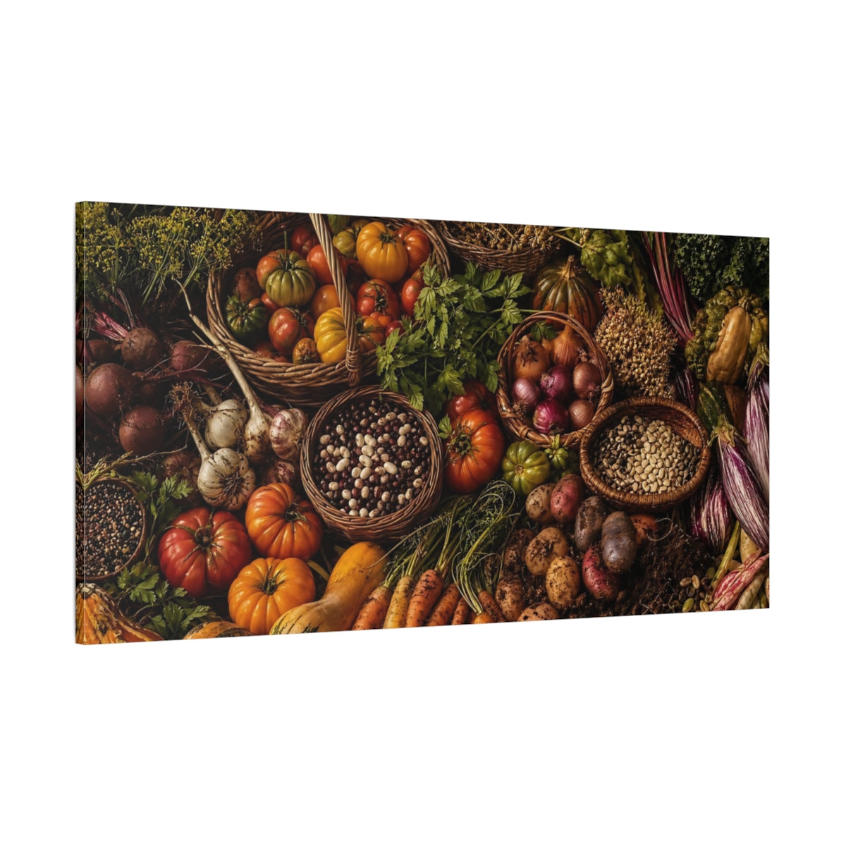 Side Mockup 2. Autumn Harvest Nature shown as canvas print