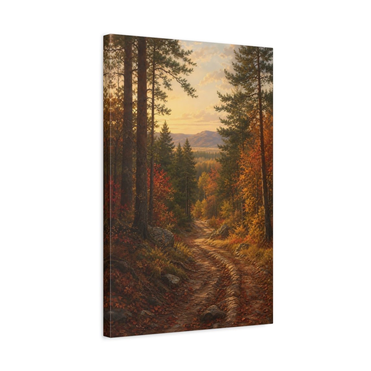 Barbizon Inspired Forest Painting Old Sleigh Canvas Print – Realistic Living Room, Above Fireplace - YesArtYes