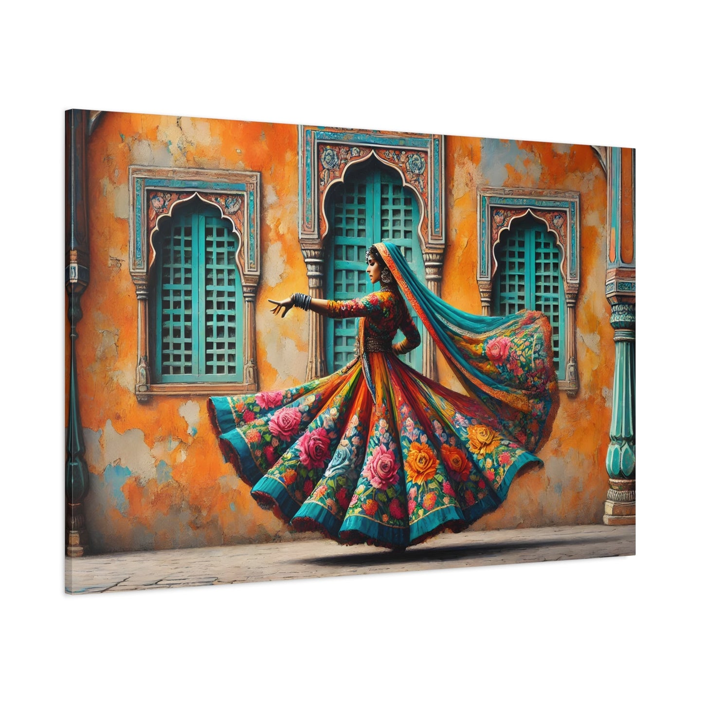 Beautiful Indian Woman Dancing Canvas Print, Rajasthan India Lady Wall Art - YesArtYes