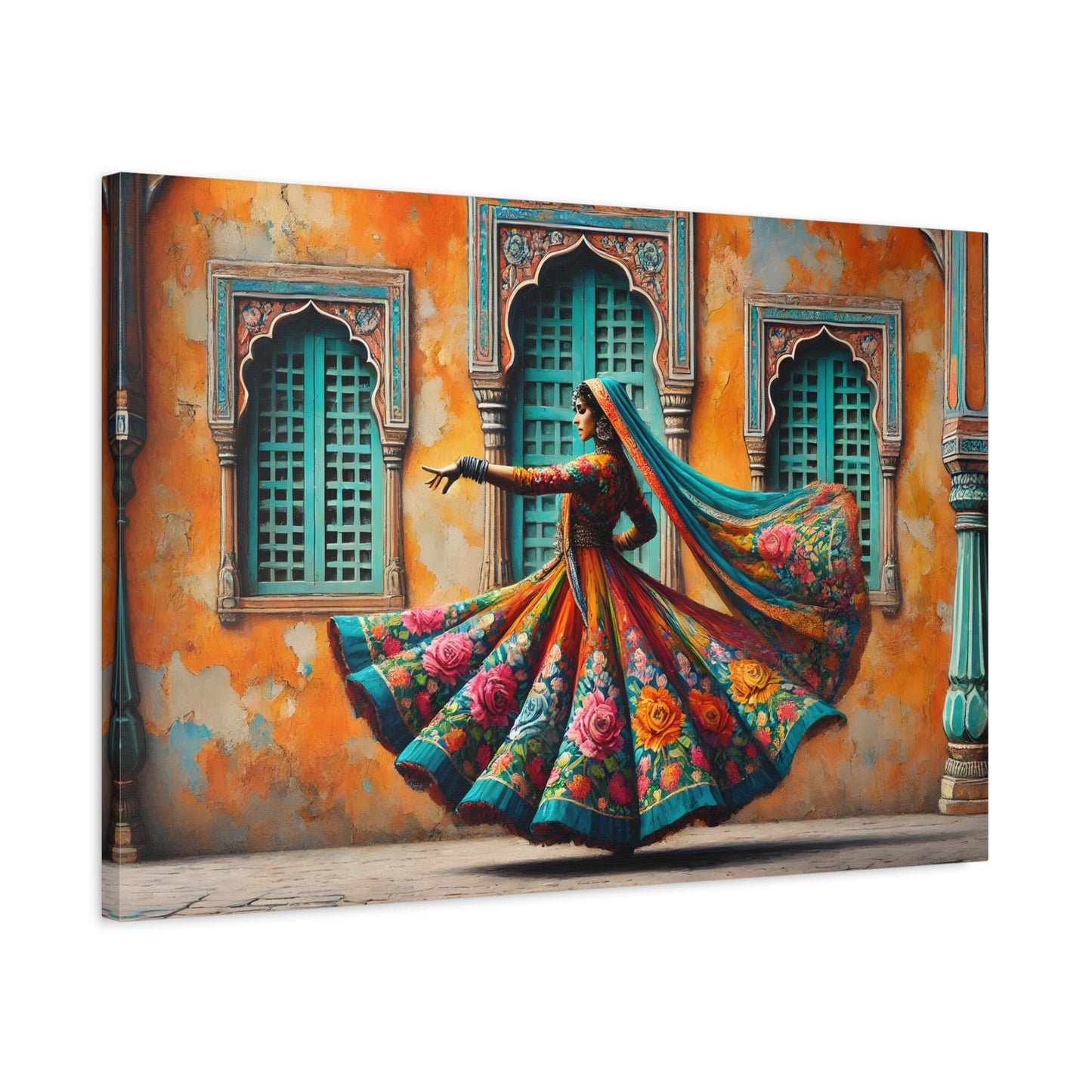 Beautiful Indian Woman Dancing Canvas Print, Rajasthan India Lady Wall Art - YesArtYes
