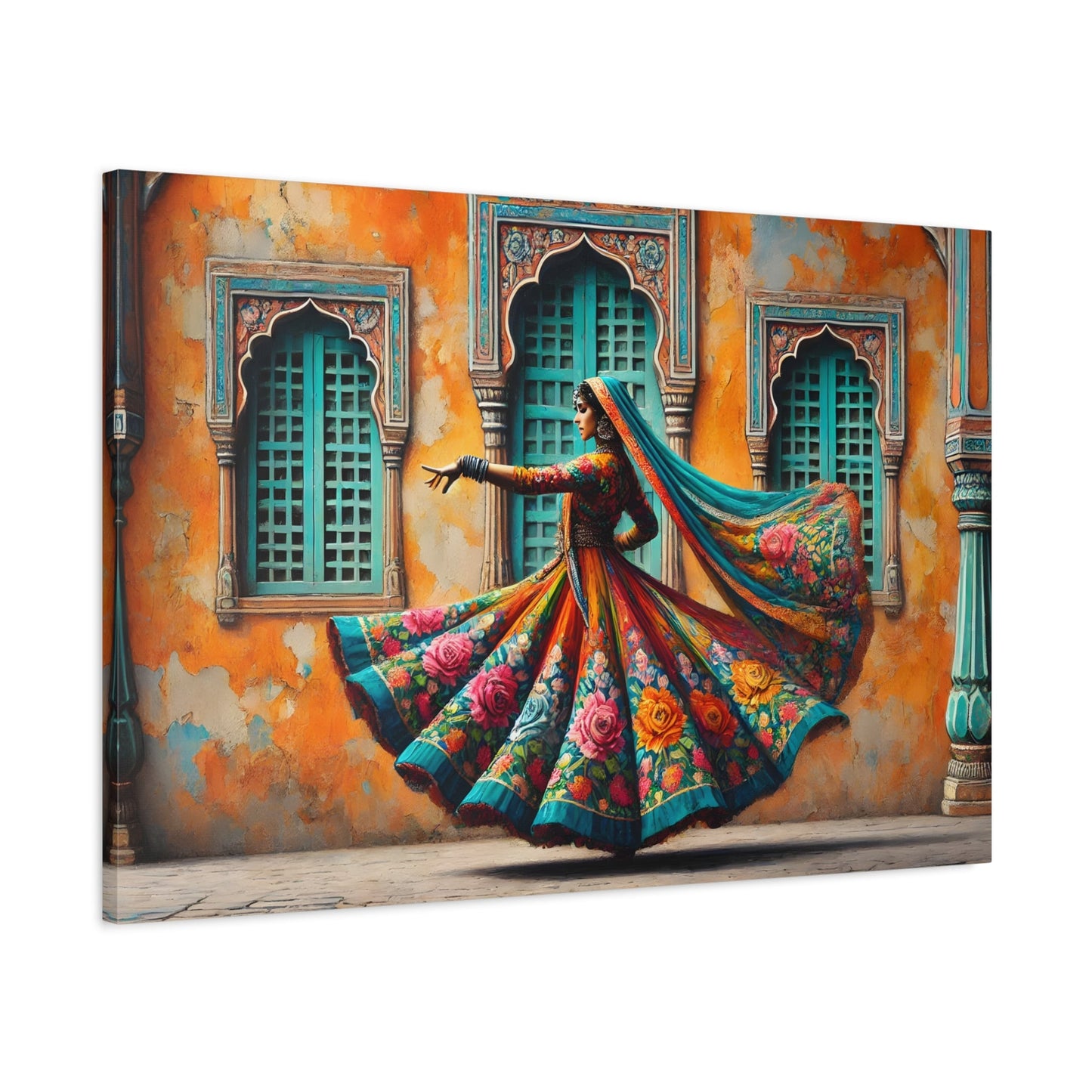 Beautiful Indian Woman Dancing Canvas Print, Rajasthan India Lady Wall Art - YesArtYes