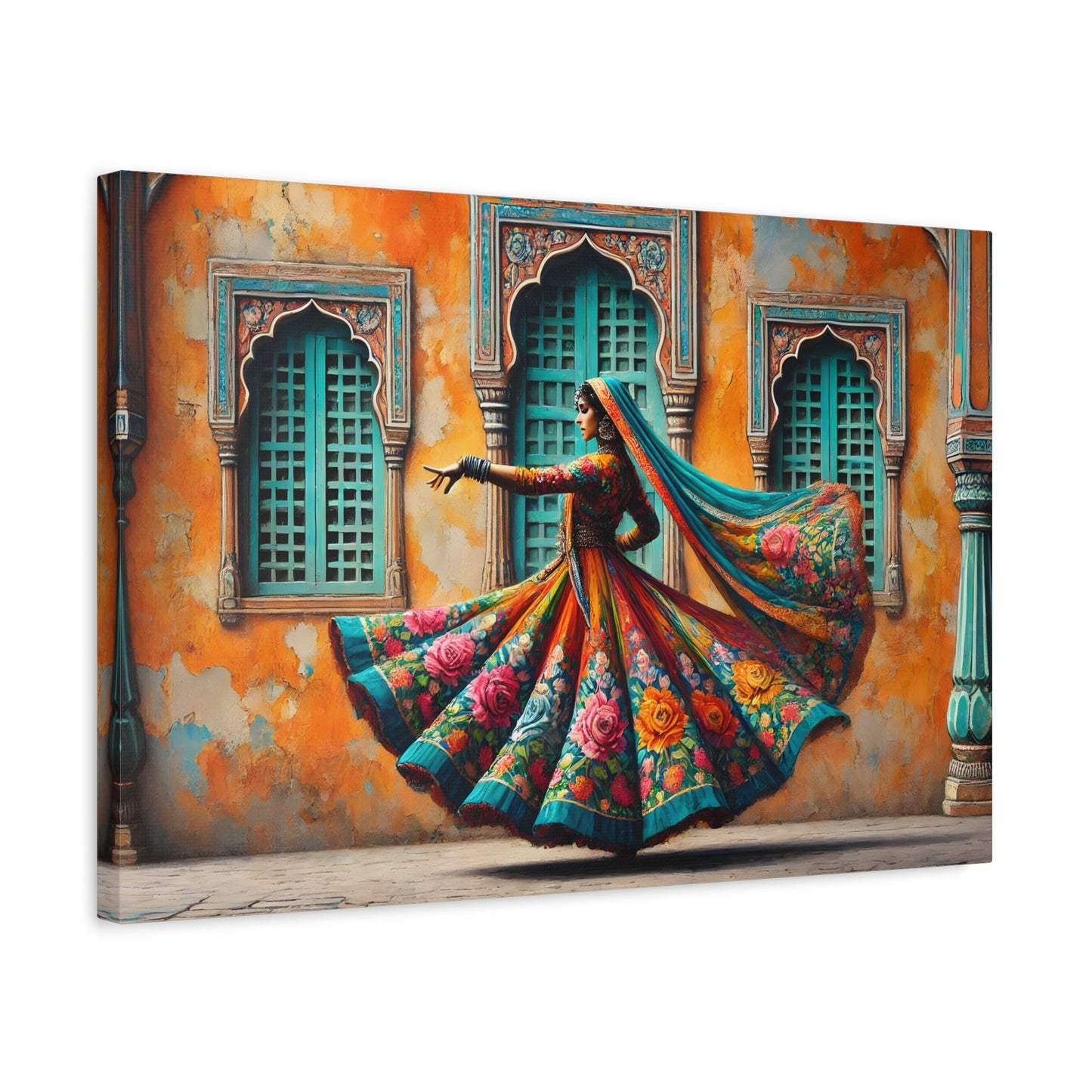 Beautiful Indian Woman Dancing Canvas Print, Rajasthan India Lady Wall Art - YesArtYes