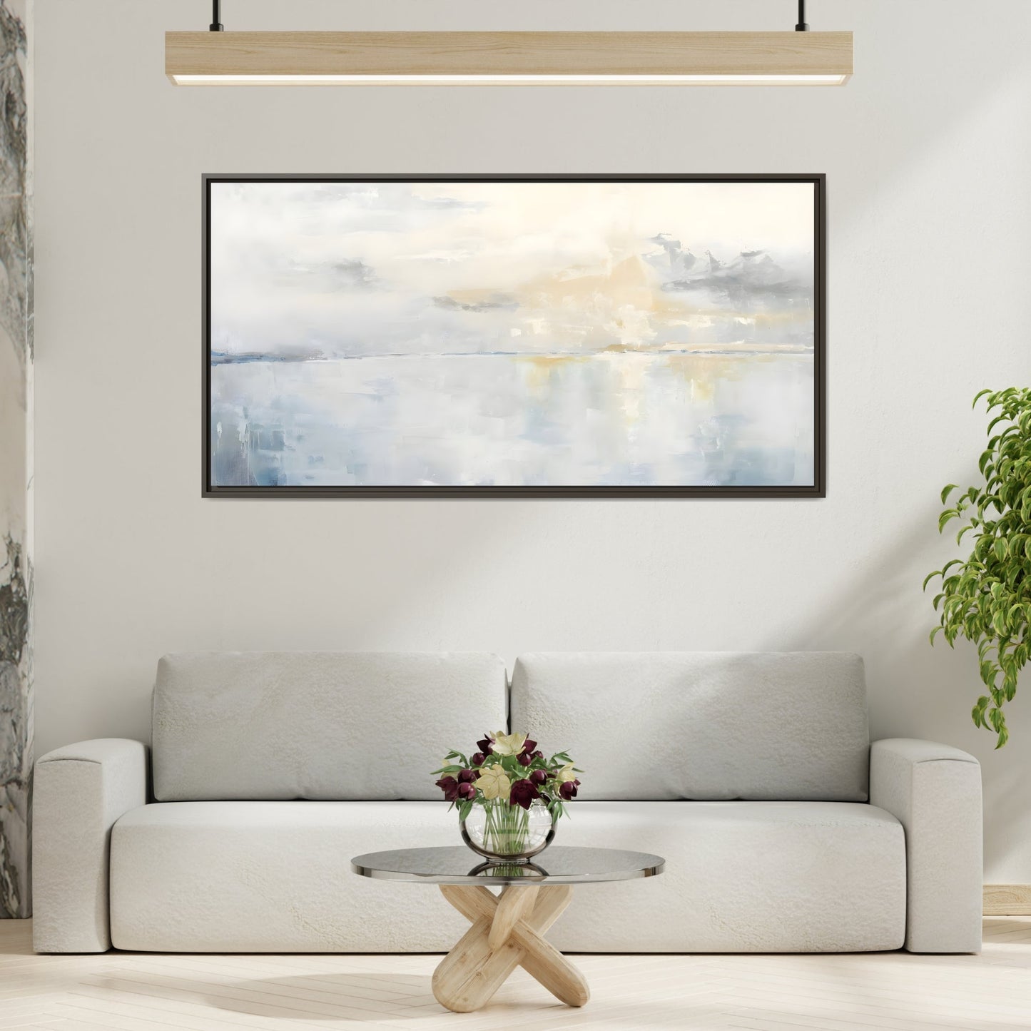 Big Wide Sea Framed Canvas - Abstract Watercolor Ocean Sunset Print - YesArtYes