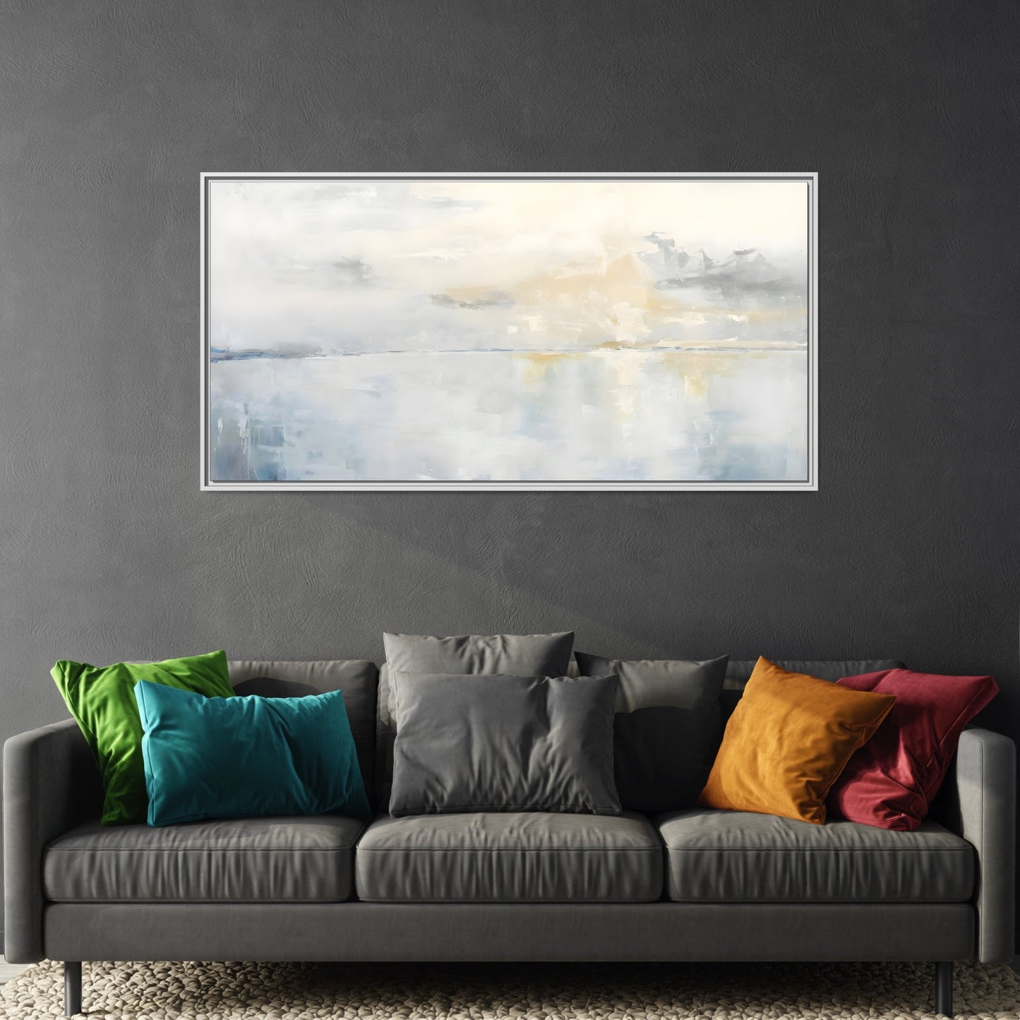 Big Wide Sea Framed Canvas - Abstract Watercolor Ocean Sunset Print - YesArtYes