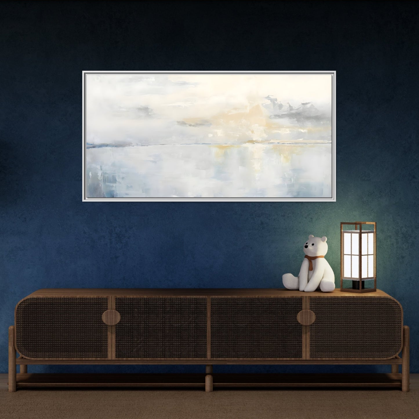 Big Wide Sea Framed Canvas - Abstract Watercolor Ocean Sunset Print - YesArtYes