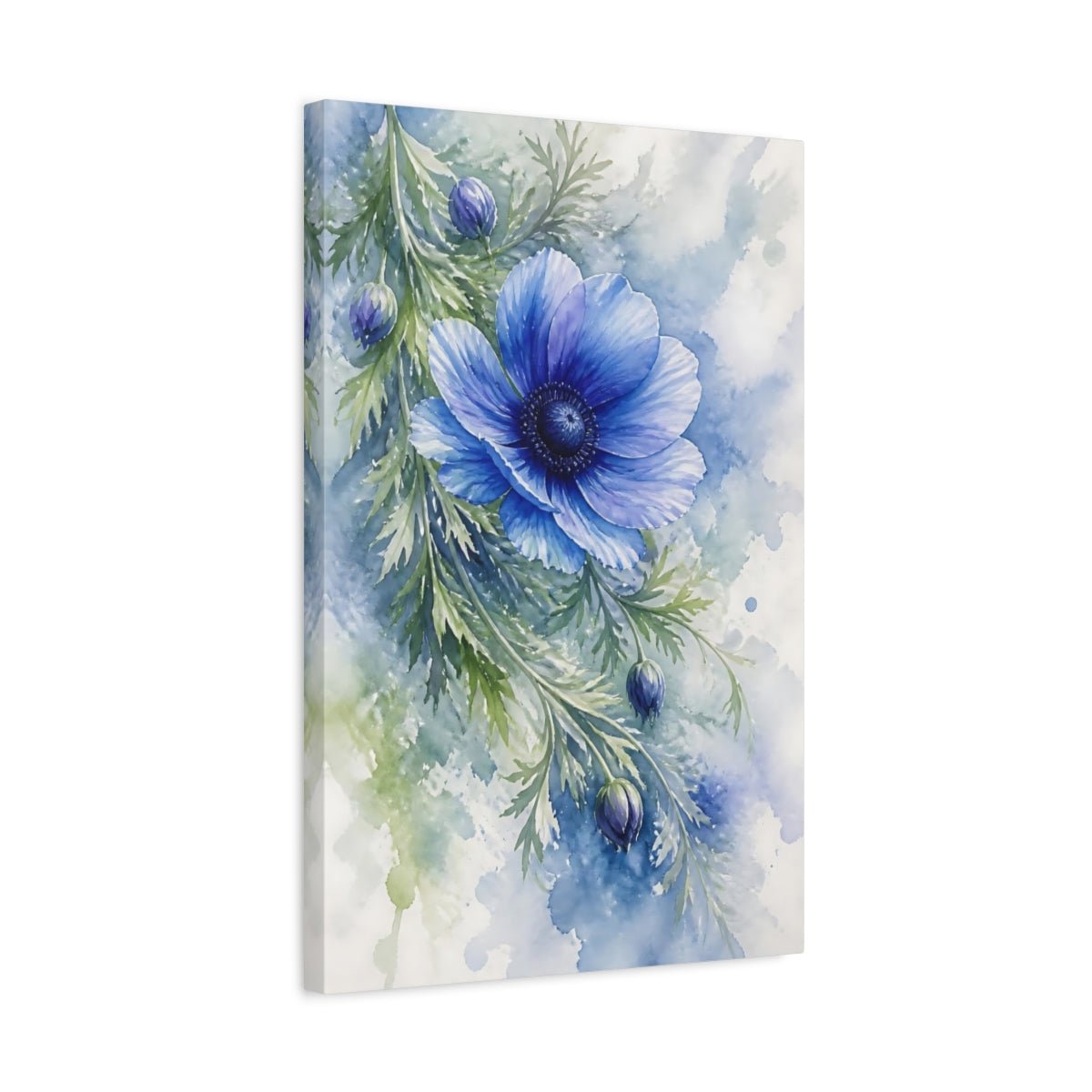 Blue Anemone Flower Canvas Print Wall Art – Bedroom Decor, Bed - YesArtYes
