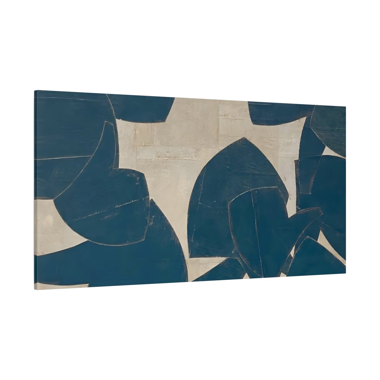 Blue Beige Abstract Canvas Print - Japanese Wabi Sabi wall art - YesArtYes