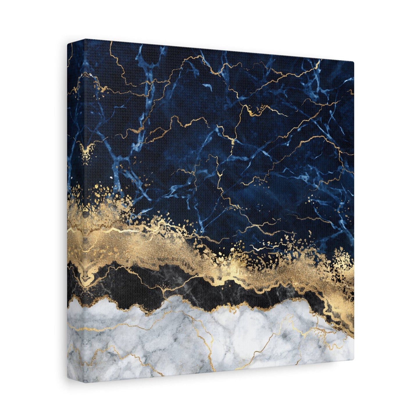Blue Gold Marble Canvas Print - Modern Abstract Wall Decor - YesArtYes