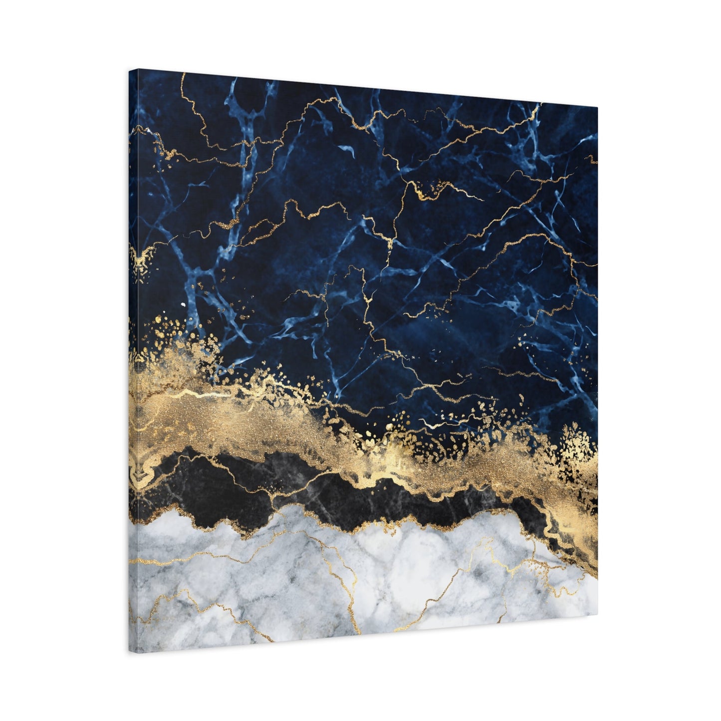 Blue Gold Marble Canvas Print - Modern Abstract Wall Decor - YesArtYes