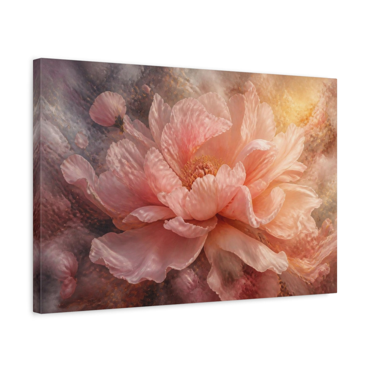 Side Mockup 3. Blush Peony Flower shown as canvas print