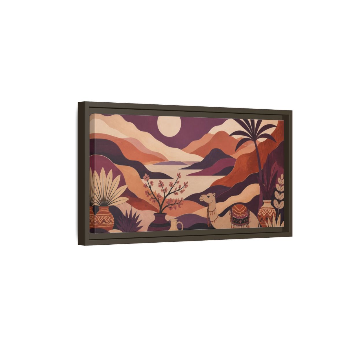 Side Mockup 7. Boho Camel Valley shown as framed canvas print