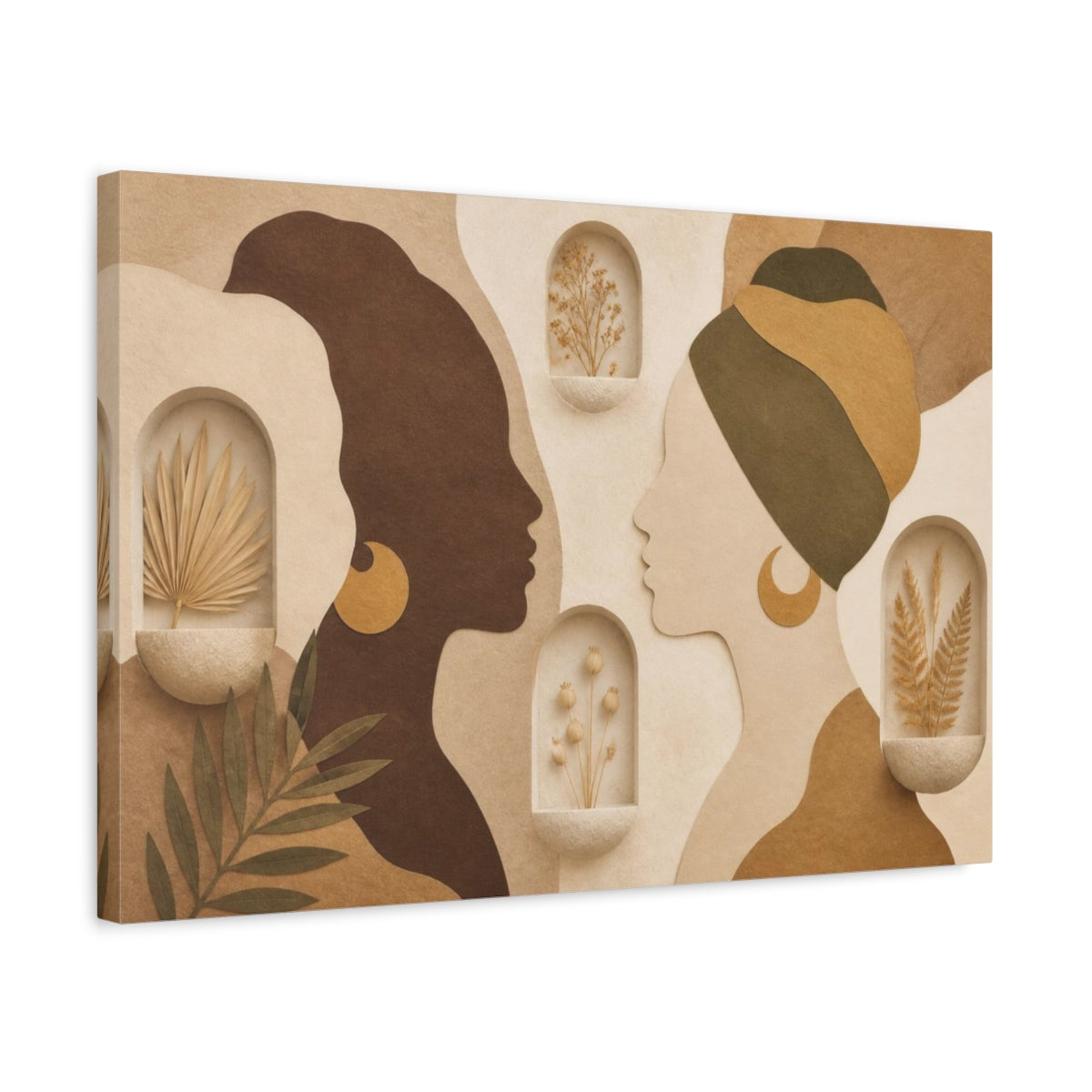 Side Mockup 3. Boho Female Silhouettes shown as canvas print