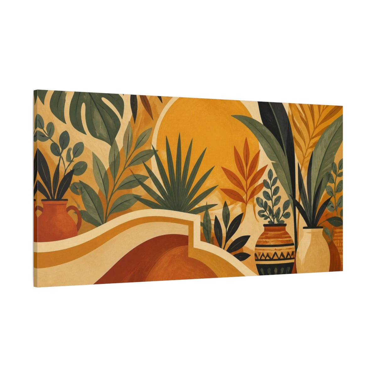 Side Mockup 2. Boho Golden Sun Botanicals shown as canvas print
