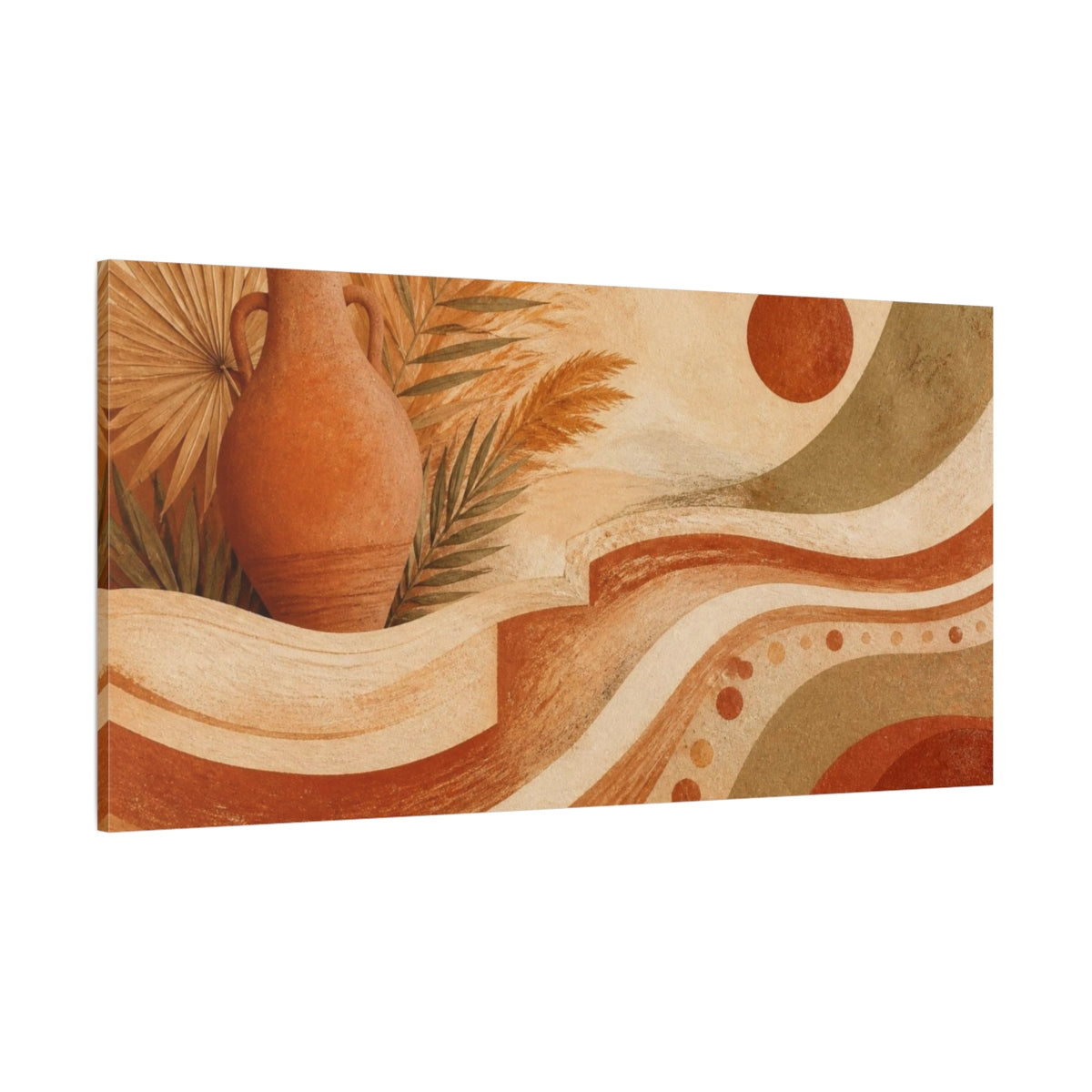 Side Mockup 2. Boho Terracotta Amphora shown as canvas print