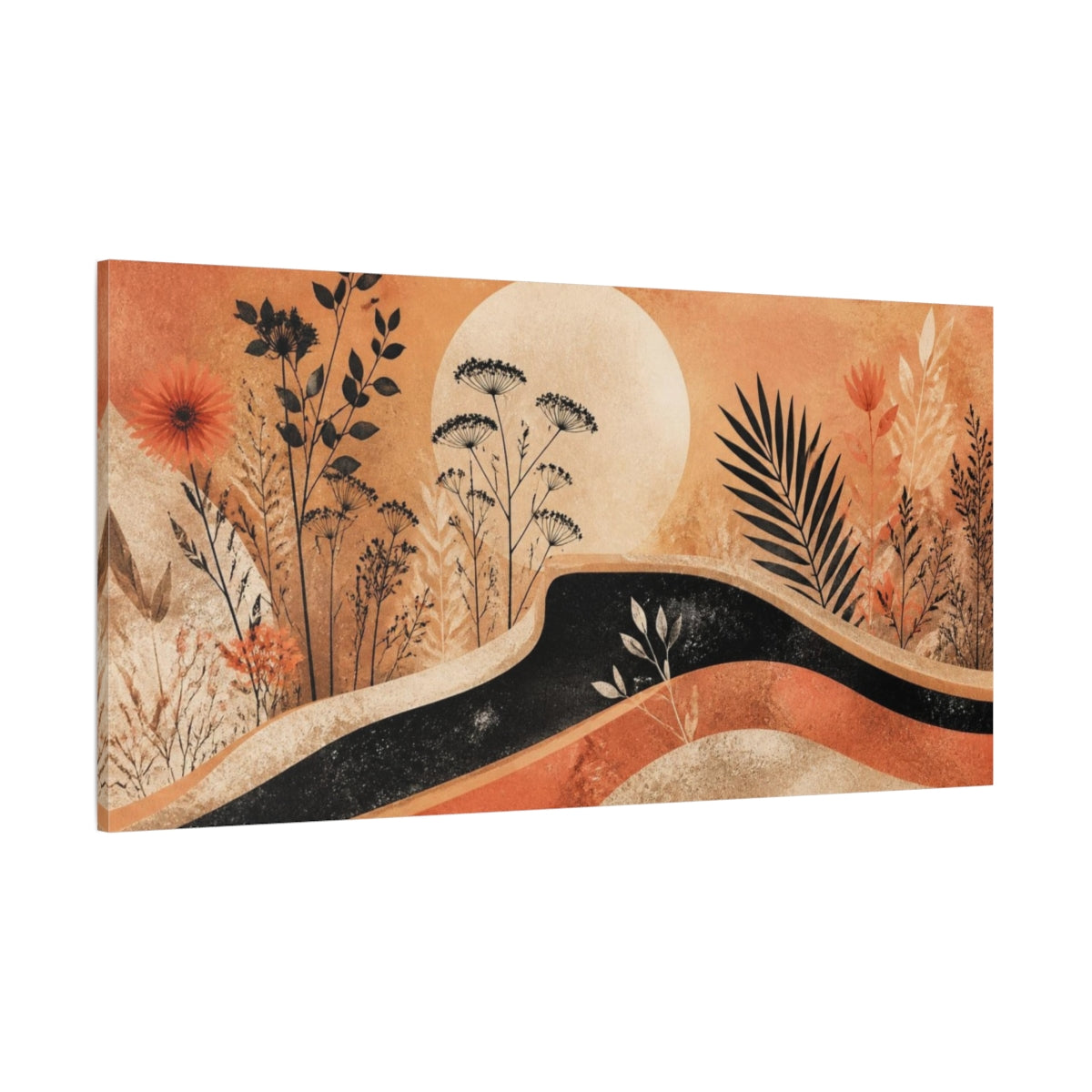 Side Mockup 2. Boho Wildflower Sunset shown as canvas print