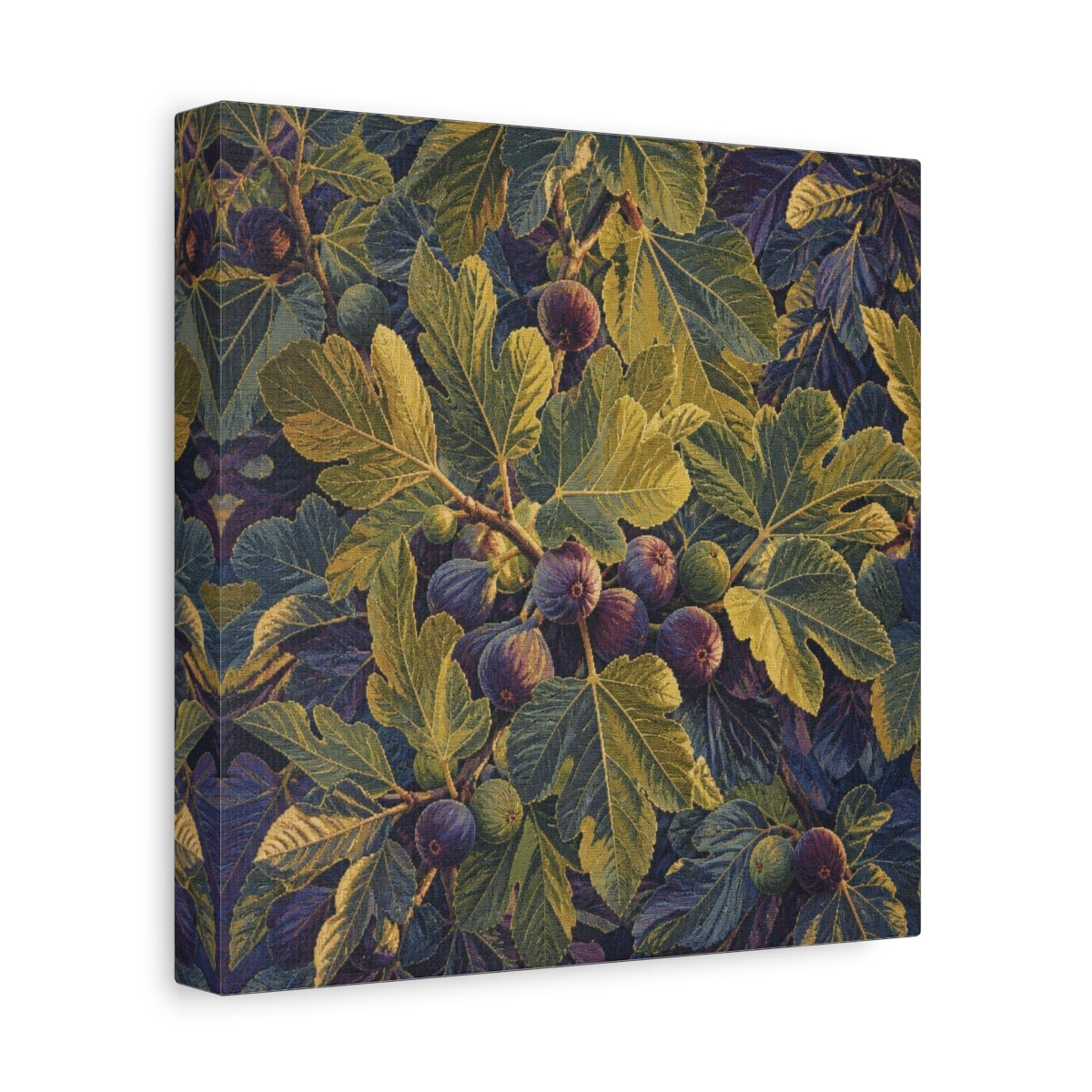 Side Mockup 9. Botanical Fig Leaves shown as canvas print