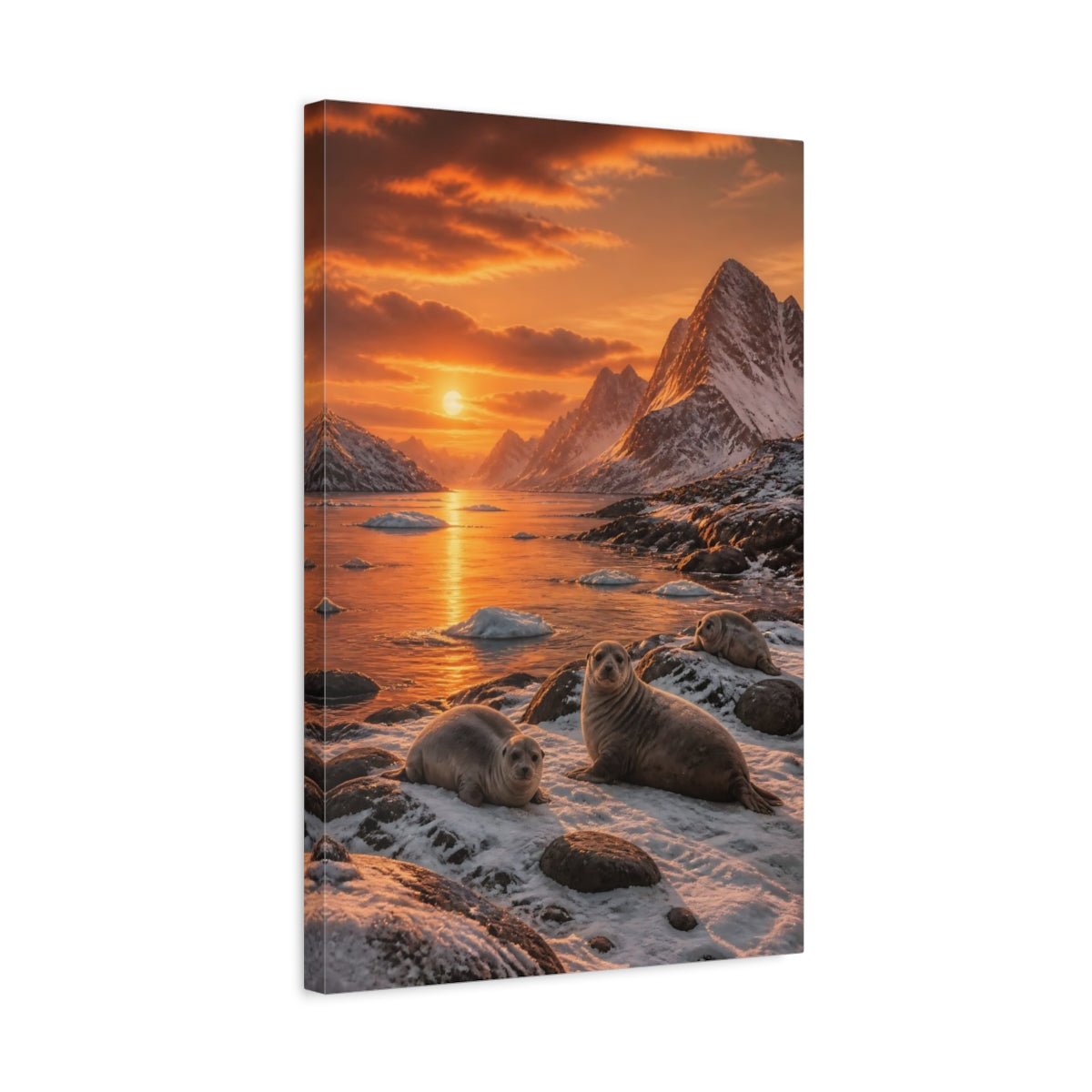 Burnt Sienna Sunset Landscape Palette Seals Canvas Wall Art Print – Realistic Living Room, Large - YesArtYes