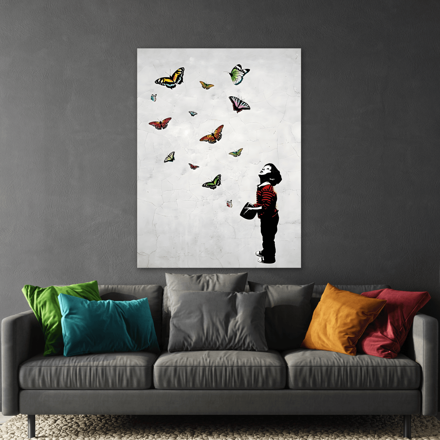 Butterfly Boy Banksy Canvas Street Graffiti Wall Art Prints - YesArtYes