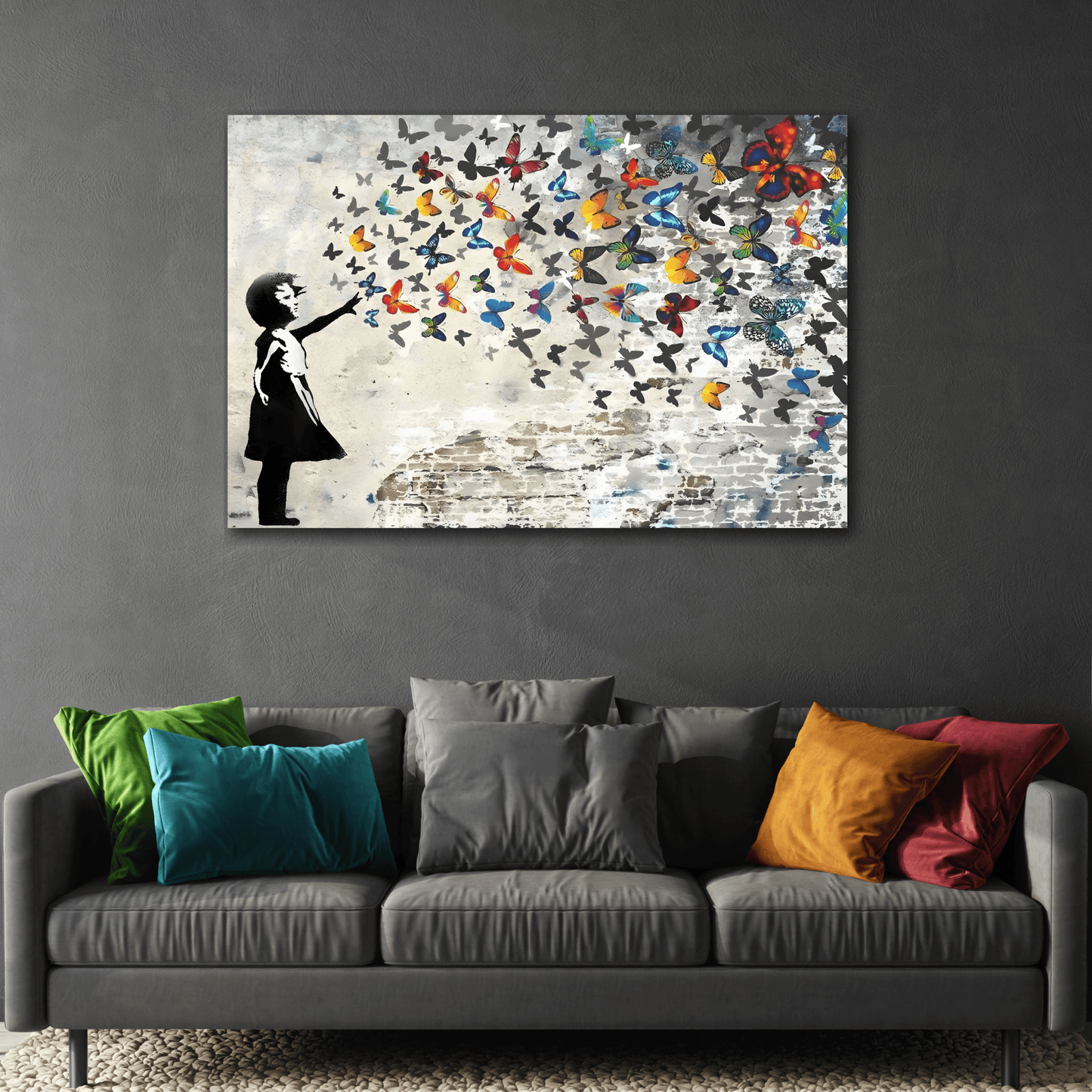 Butterfly Girl Banksy Canvas Wall Art Prints - YesArtYes