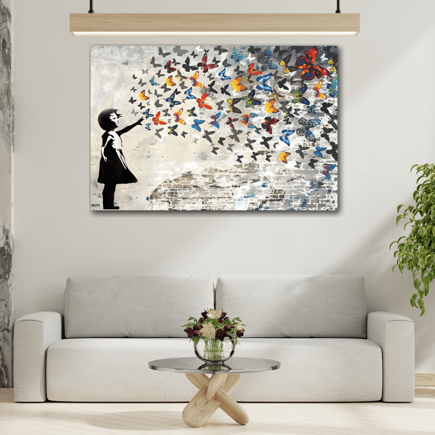Butterfly Girl Banksy Canvas Wall Art Prints - YesArtYes