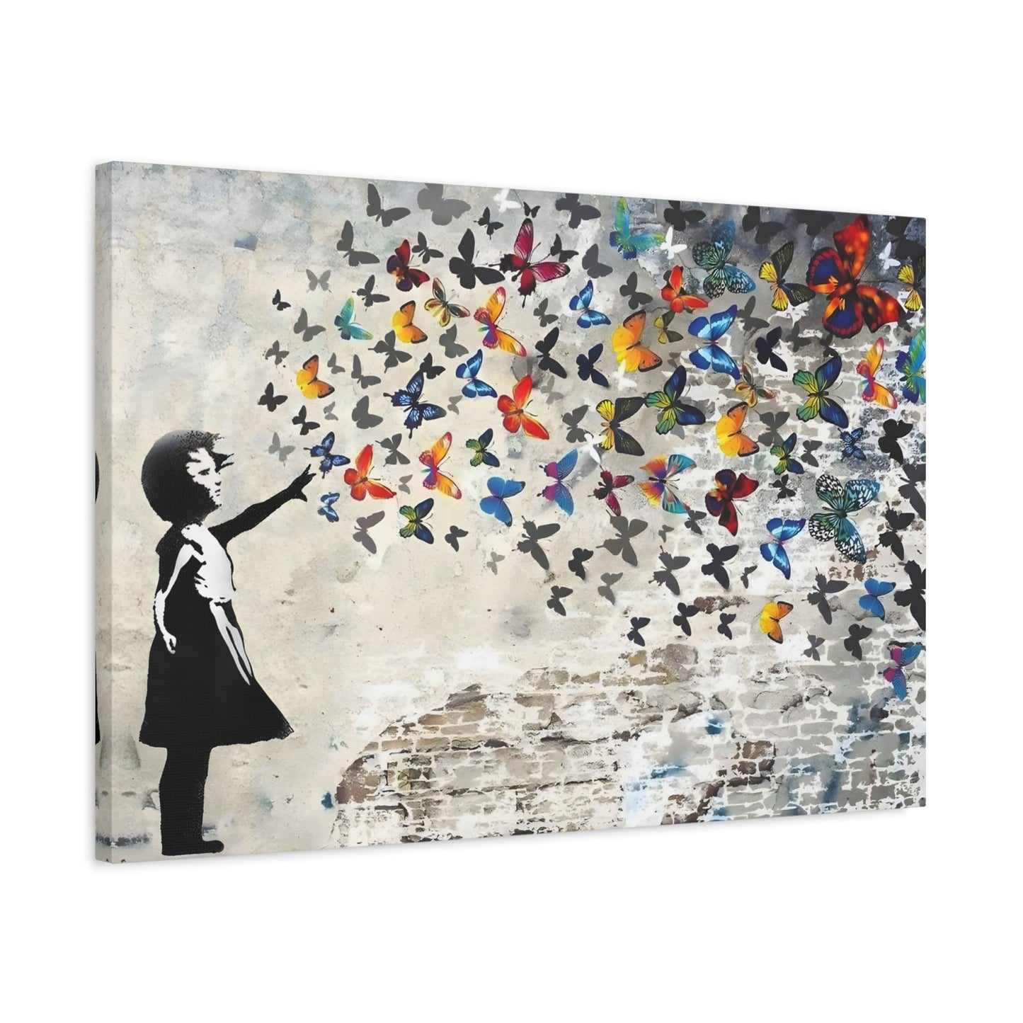 Butterfly Girl Banksy Canvas Wall Art Prints - YesArtYes