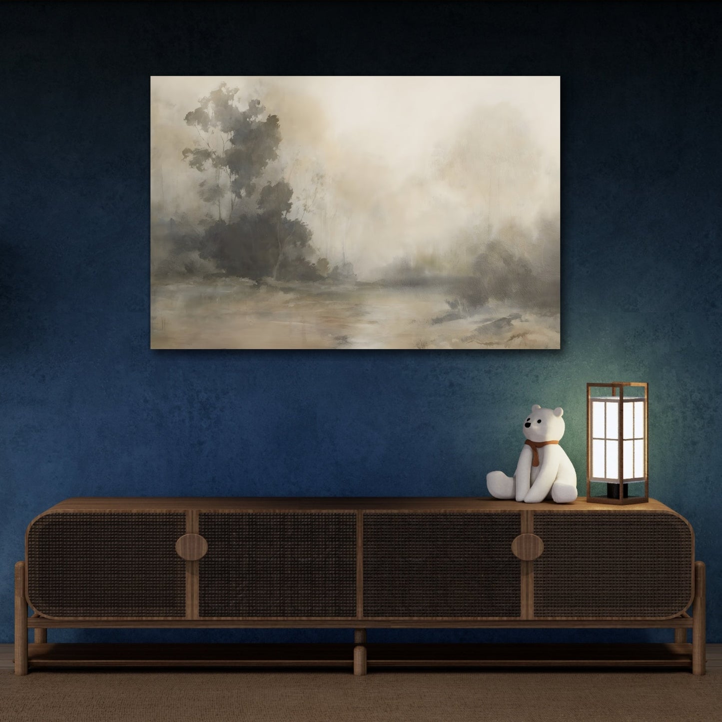 Calming Fog Brown Abstract Landscape Canvas Print - Tranquil Home Decor - YesArtYes