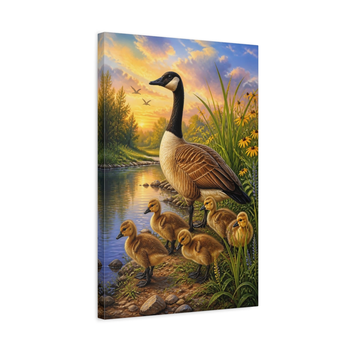 Side Mockup 3. Canada Goose Family Animals shown as canvas print