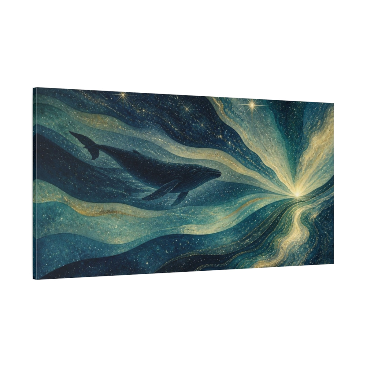 Side Mockup 2. Celestial Whale shown as canvas print