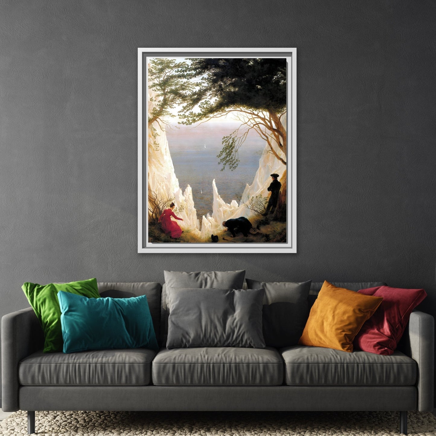 Chalk Cliffs Canvas Print - Caspar Friedrich Classic Romanticism Wall Art in Exclusive Frame - YesArtYes
