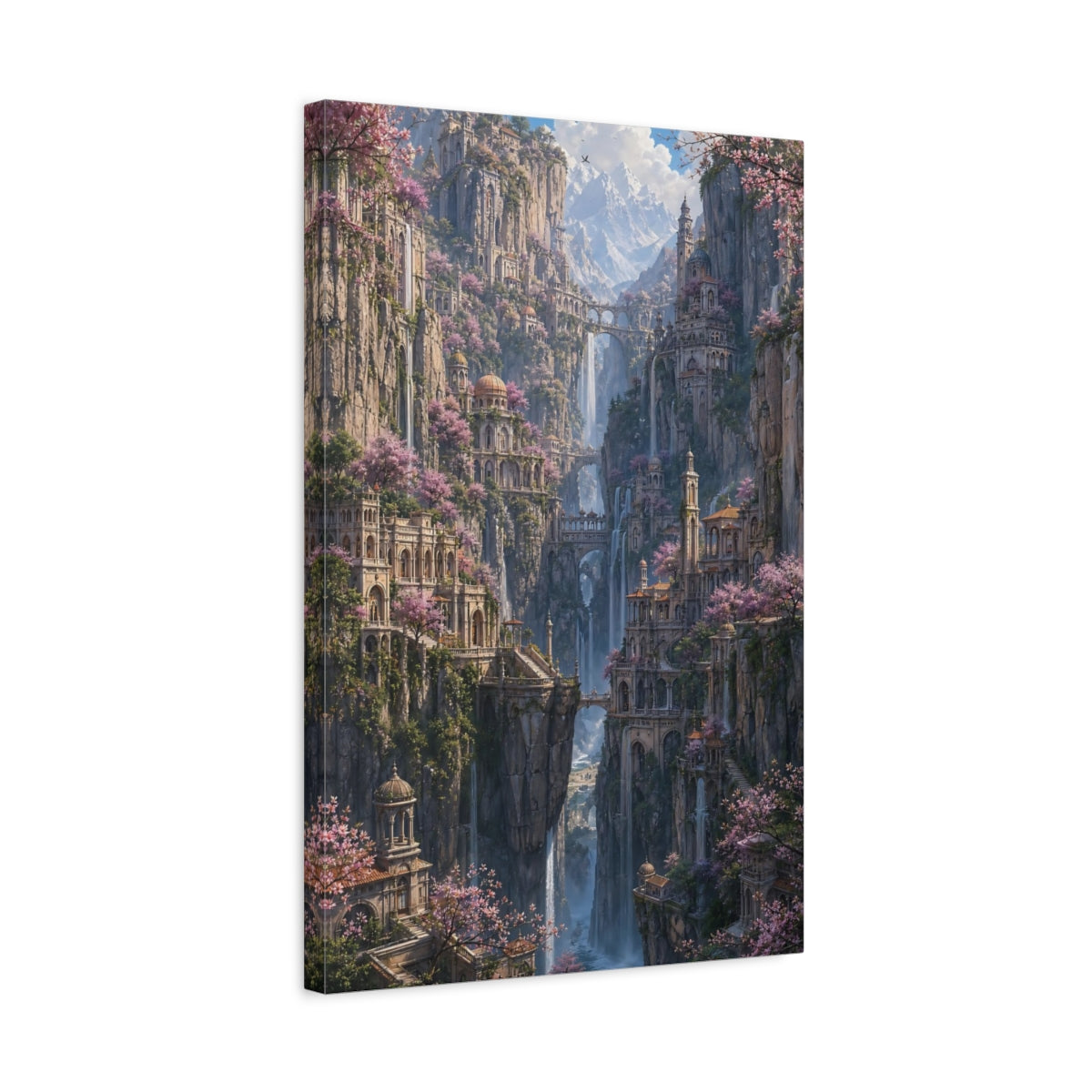 Side Mockup 3. Citadel Of Cascading Falls shown as canvas print