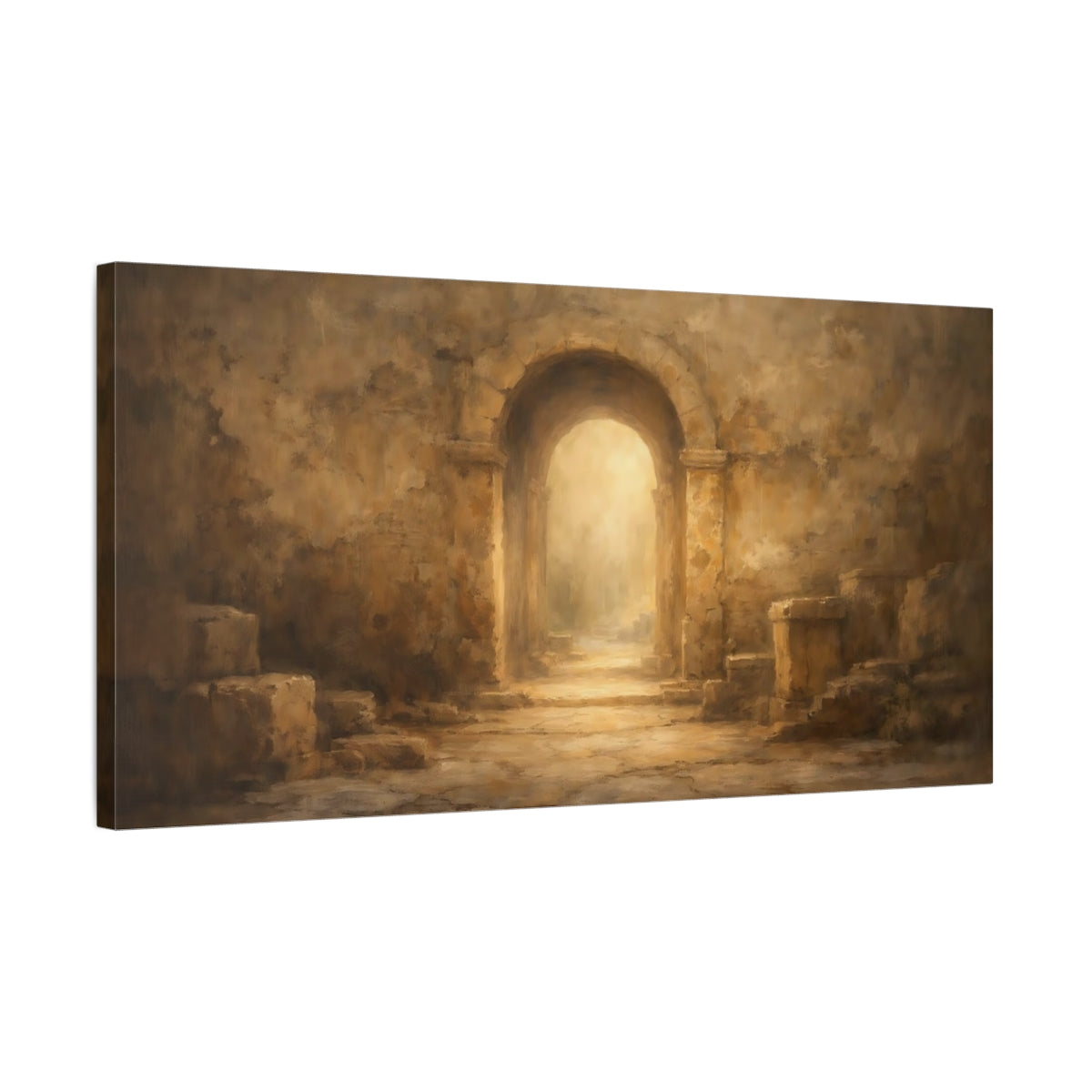 Side Mockup 2. Vintage Stone Arch Ancient Stone Arch shown as stretched canvas wall art
