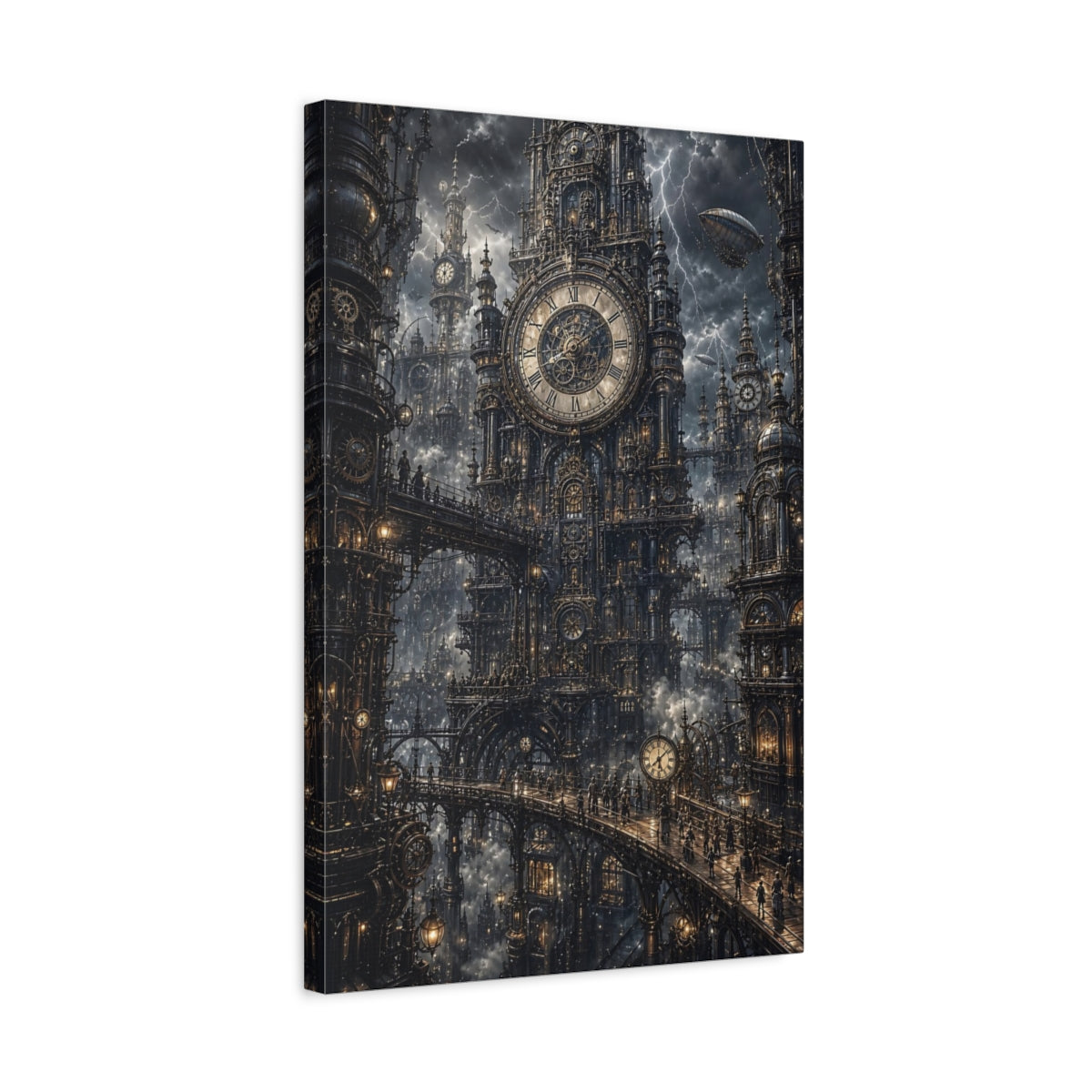 Side Mockup 3. Clockwork Citadel shown as canvas print