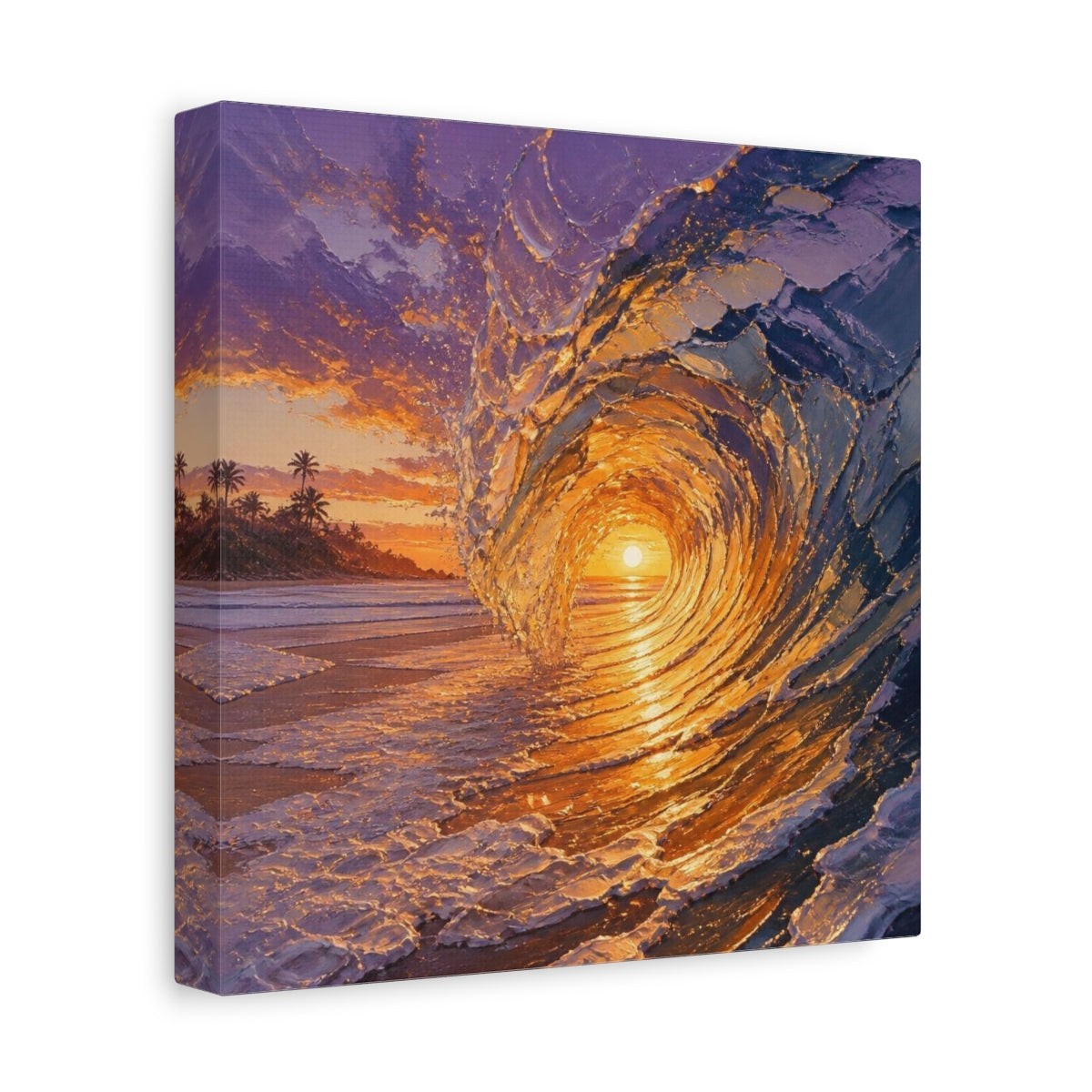 Side Mockup 9. Coastal Barrel Wave shown as canvas print