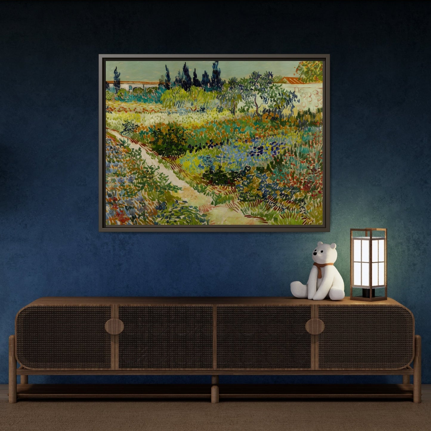 Colorful Garden in Arles Framed Canvas Van Gogh Wall Art Print - YesArtYes