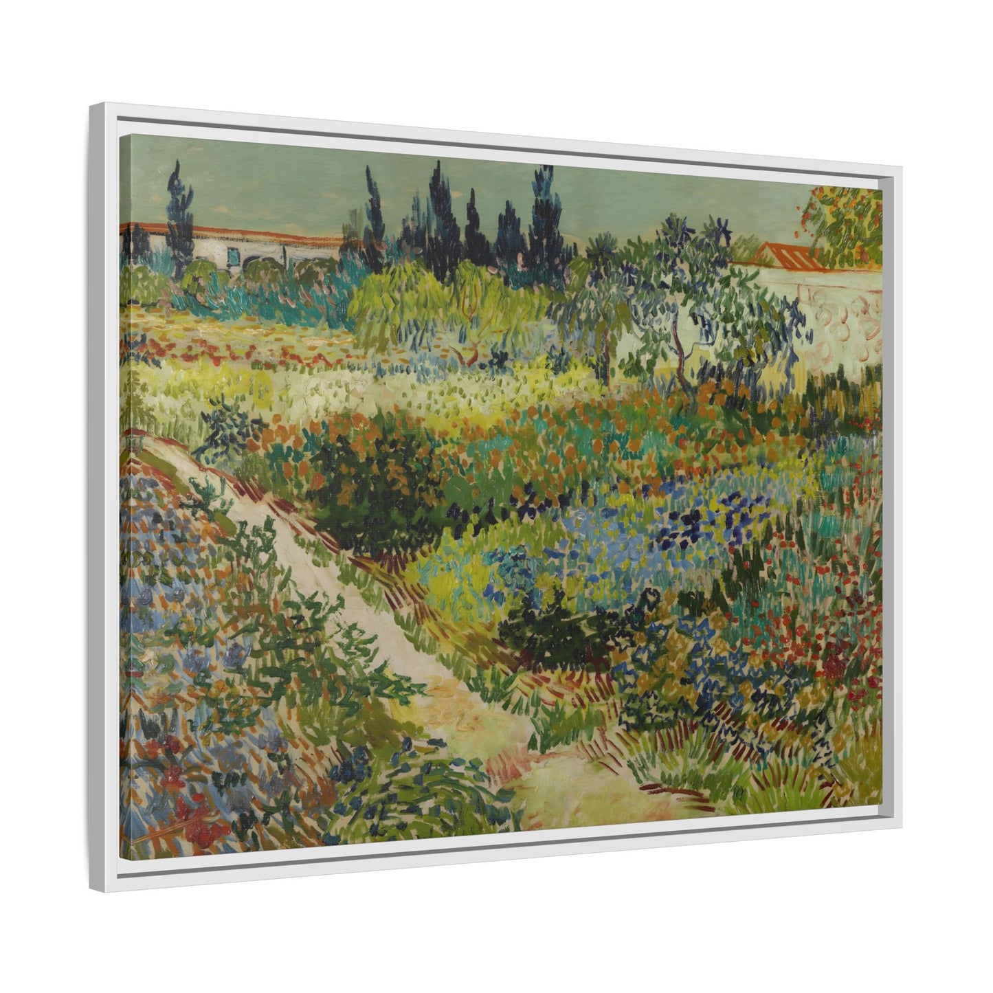 Colorful Garden in Arles Framed Canvas Van Gogh Wall Art Print - YesArtYes