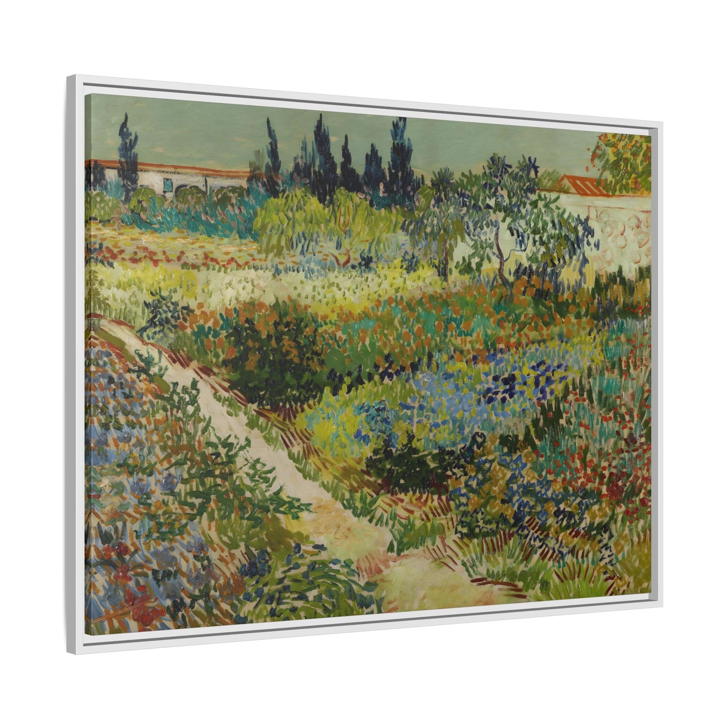 Colorful Garden in Arles Framed Canvas Van Gogh Wall Art Print - YesArtYes