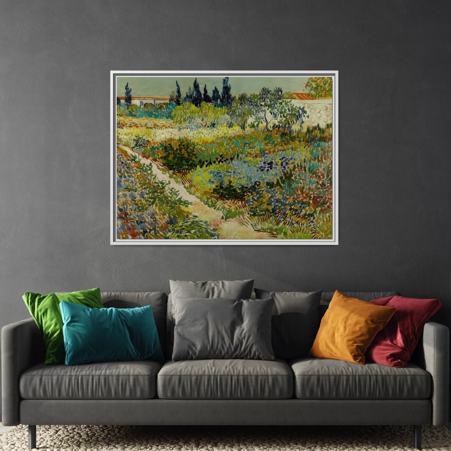 Colorful Garden in Arles Framed Canvas Van Gogh Wall Art Print - YesArtYes