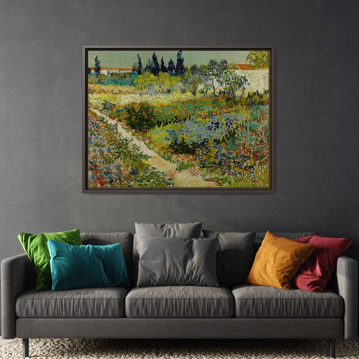 Colorful Garden in Arles Framed Canvas Van Gogh Wall Art Print - YesArtYes